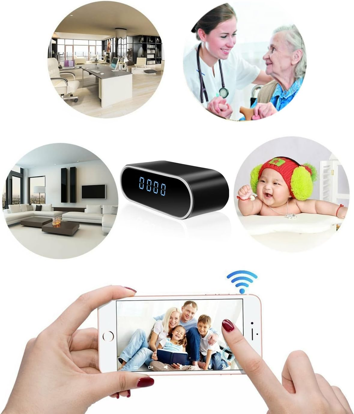 KAGMY Wifi Indoor Hidden Camera for Home Security,1080P Clock Camera with Night Vision/Motion Detection/Loop Recording, Wireless Surveillance Spy Cameras Clock image number 5