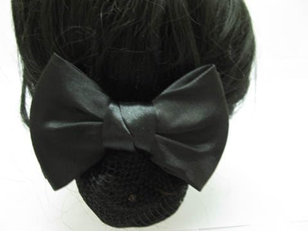 12Pcs Black Bowknot Hairclip with Hair Bun Net image number 1