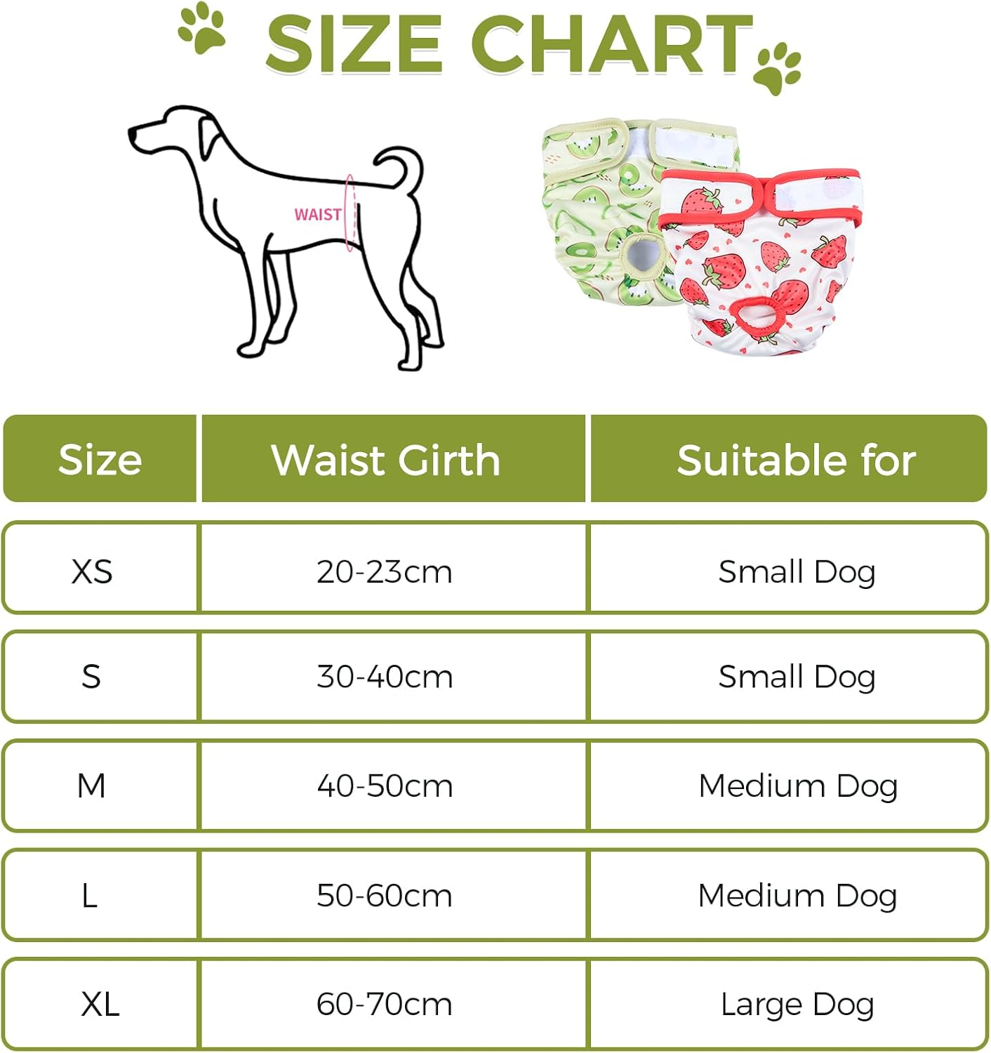 NACOCO 2 Pack Female Dog Diapers - Soft Leakproof Doggie Sanitary Panties Washable Pants in Heat Cycle Period Incontinence Adjustable for Medium Large Dog (Large) image number 5