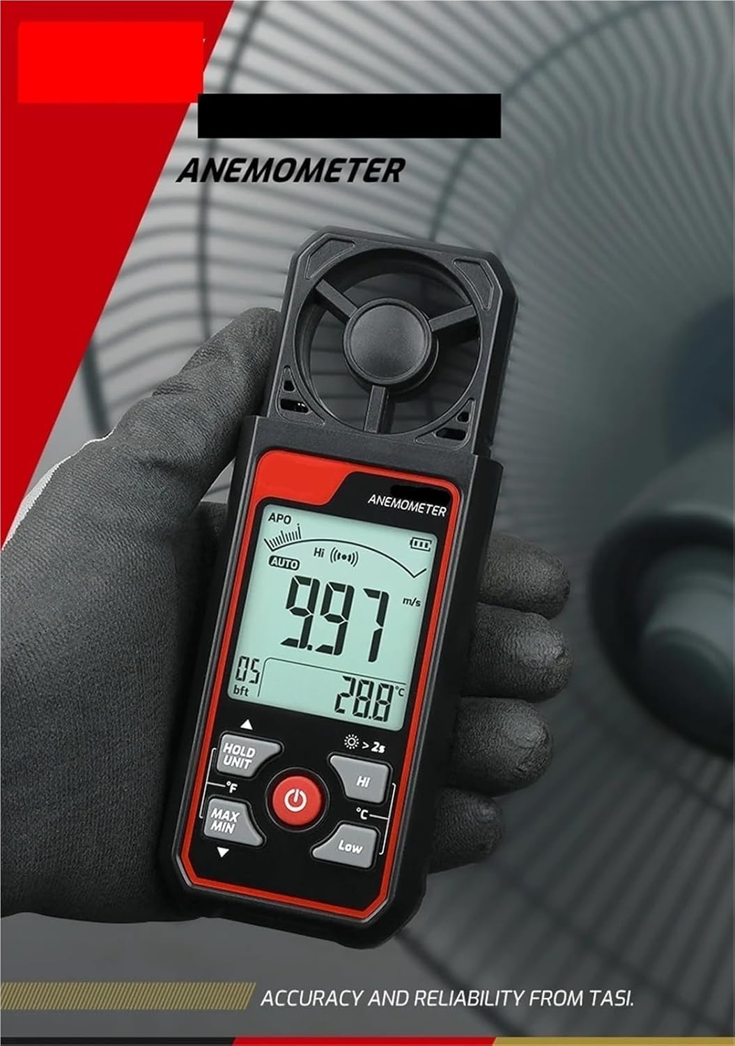 Digital Anemometer Handheld Wind Speed Gauge Meter Portable Anemometro Windmeter 30M/S Wind Chill LCD Display image number 4