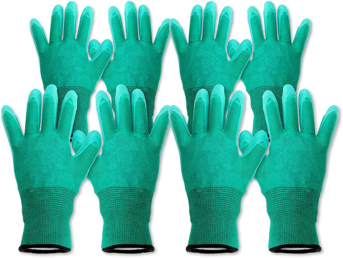 [4PCE] Garden Greens, Garden Gloves Latex Grip Durable Comfortable Adult Size Gardening Gloves for Yard, Cleaning, Fishing and Working image number 2