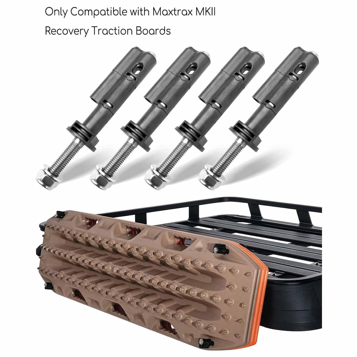 4Pcs Black Mounting Pin for MAXTRAX MKII Traction Board, Universal Recovery Board Mounting Kit with 360 Degree Rotation Knuckle image number 1