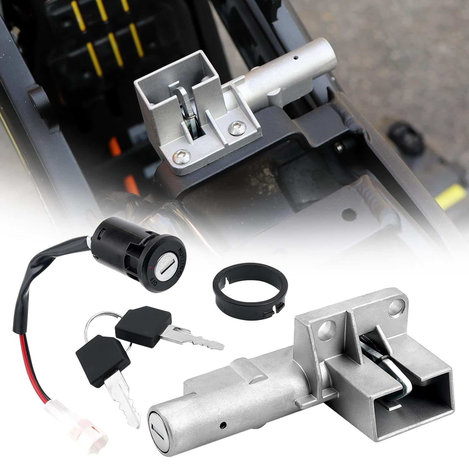 Motorcycle Ignition Key Switch Kit for All Talaria Sting, Motorcycle Ignition Lock Cylinder with 2Pcs Key Front Lock, Ignition Starter on off Switch Key Set for Taparia Sting image number 2