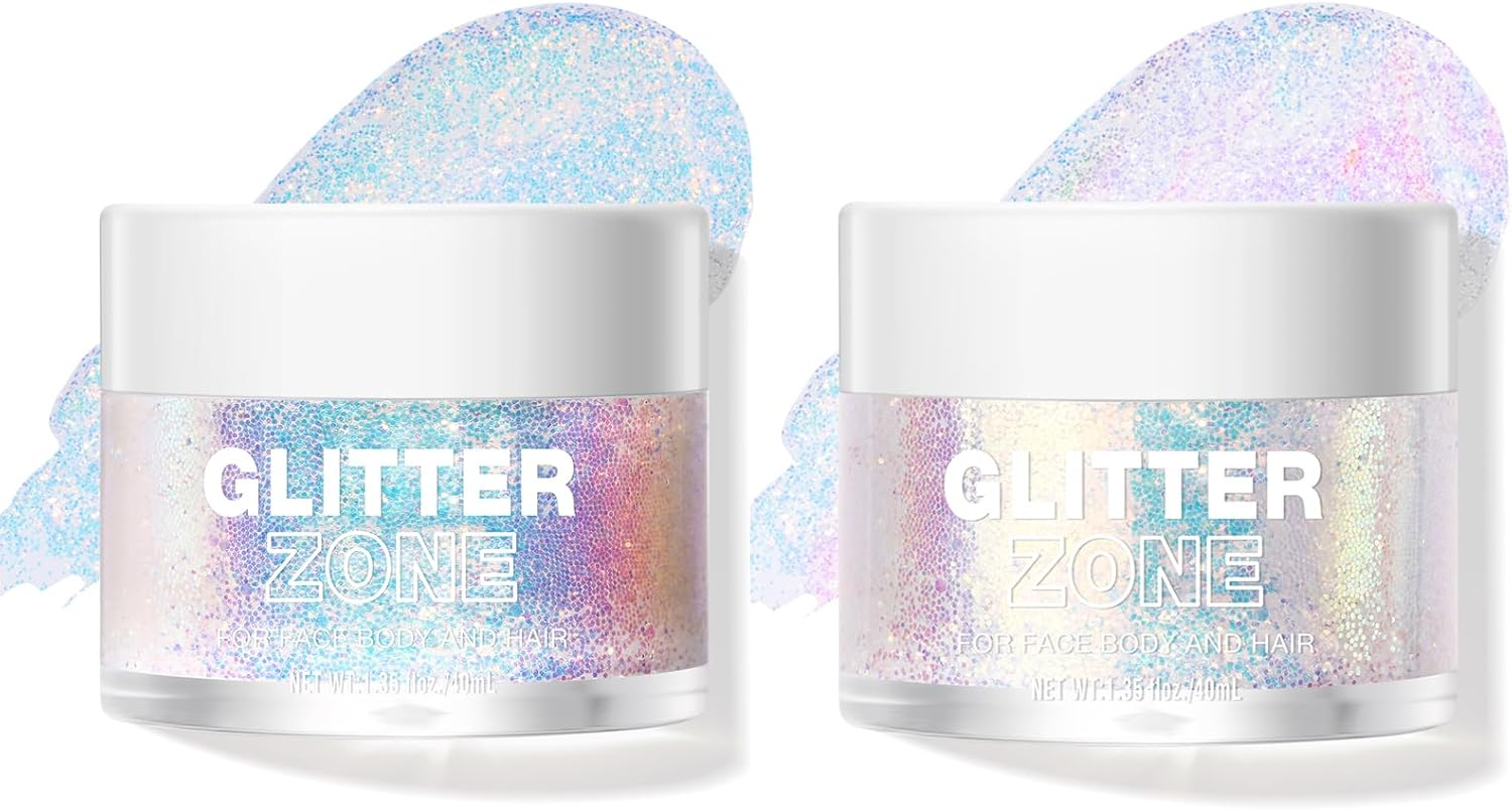 Bestland Holographic Body Glitter Gel - Cosmetic-Grade, Color Changing Glitter for Face, Body, and Hair, Safe and Easy to Use, Perfect for Festivals Parties, Vegan & Cruelty Free (04 Frosty Azure)