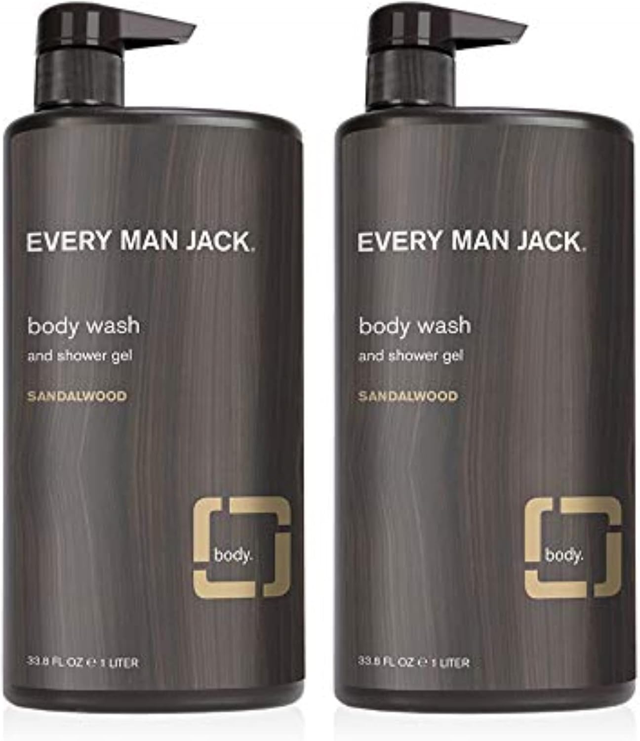 Every Man Jack Mens Sandalwood Body Wash for All Skin Types - Cleanse, Nourish, and Hydrate Your Skin with Naturally Derived Coconut and Glycerin - 2 Bottle