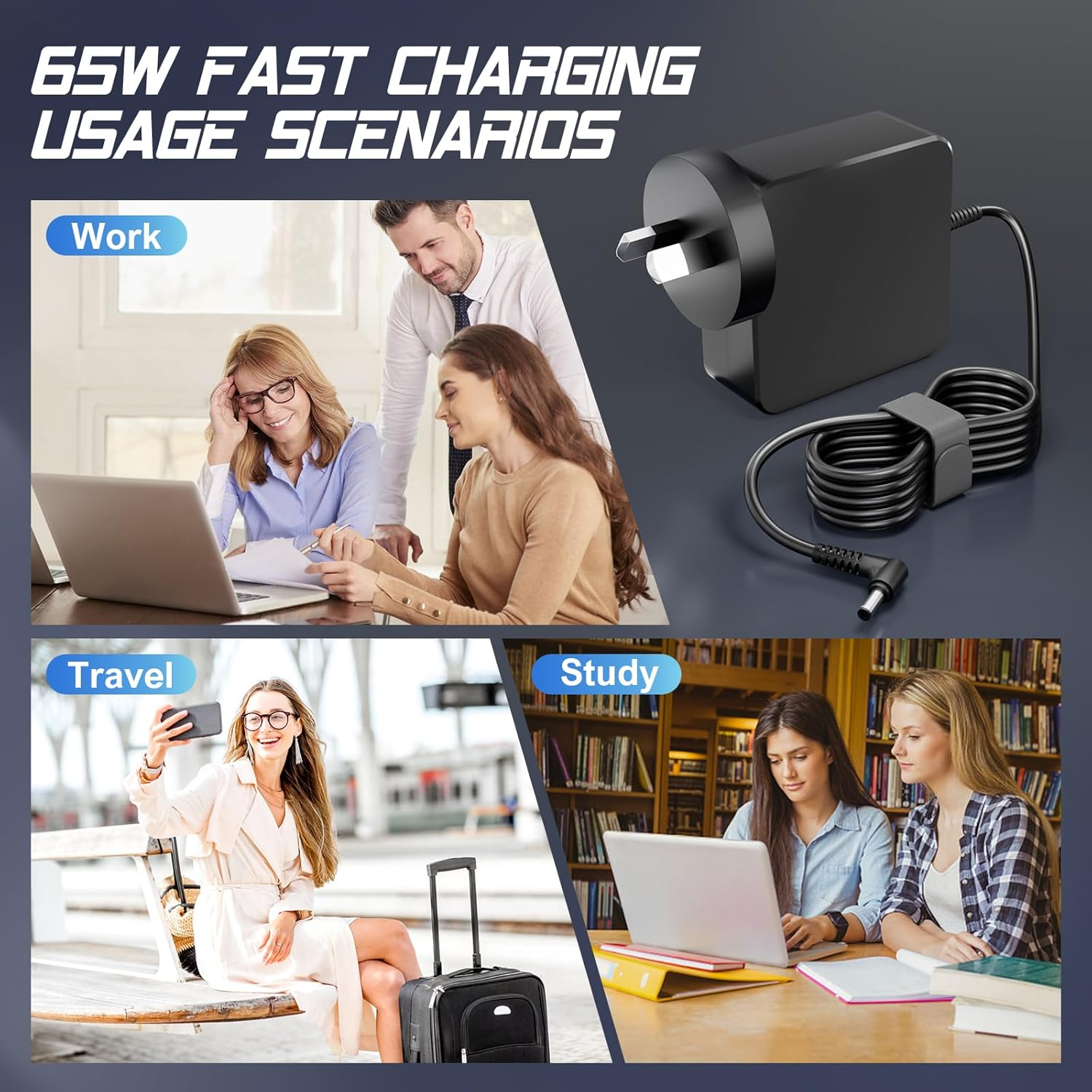 65W Charger for Lenovo Laptop Computer AC Adapter Charger for Lenovo Ideapad 3I 5I 14 15 Ideapad Flex 3 5 Yoga S740 530 330 720 520 V155 V145 L340 C340 S340 S145 130S 530S 520S 720S 710S ADLX65CCGU2A image number 6