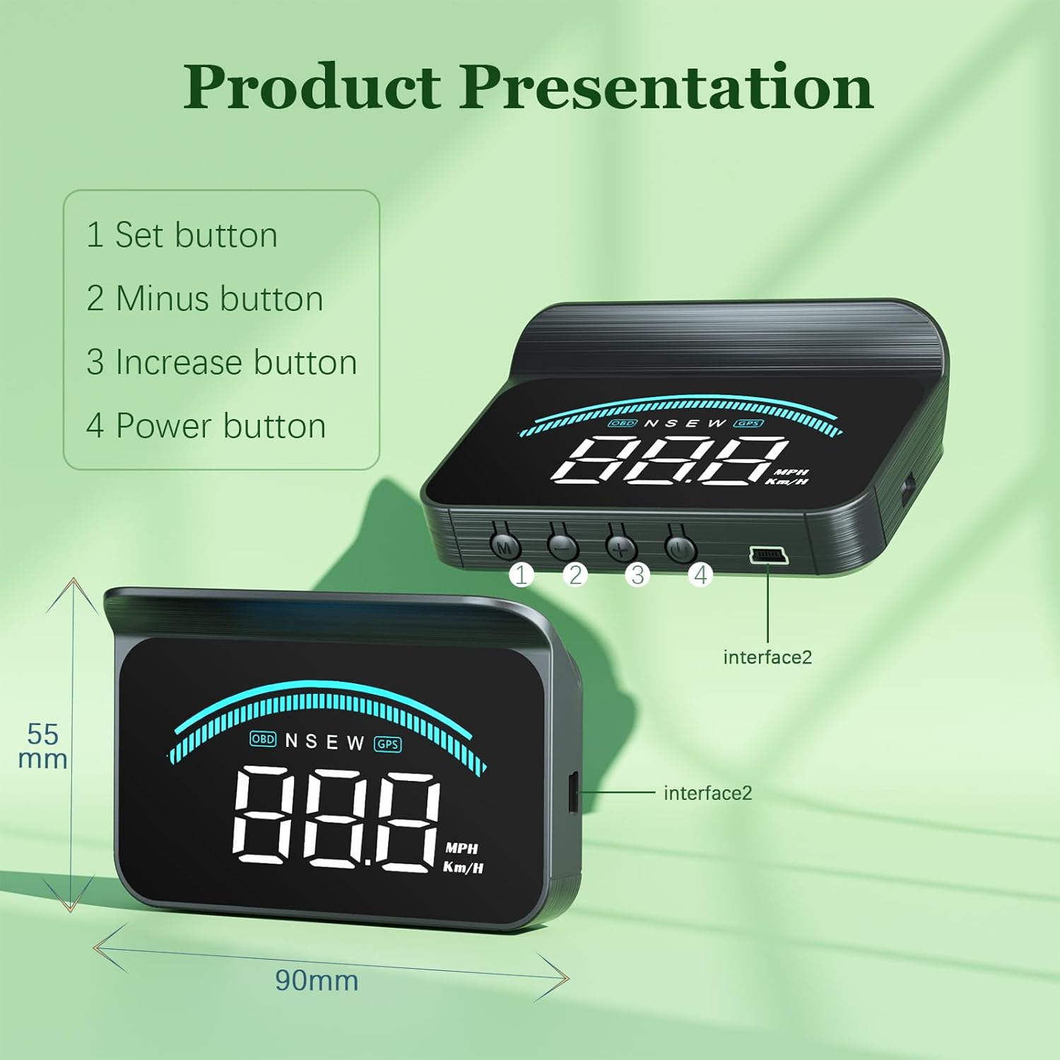 Heads up Display for Cars M11,Universal OBD+GPS Digital Speedometer Dual System 3.5 Inches HUD with Speed,Water Temperature,Driving Mileage,Overspeed Alarm,Suitable for All Cars image number 4