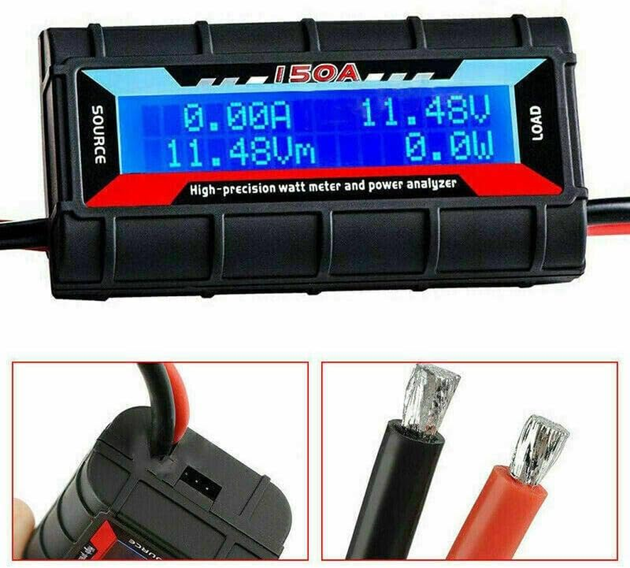 AIMALL 150A Digital LCD Amp Watt Meter Power Analyzer, 4.8V-60V Range, Rubber Paint, 2.4" Screen, for Solar, Caravan, Battery Monitoring, 0-6554W Measurement image number 5