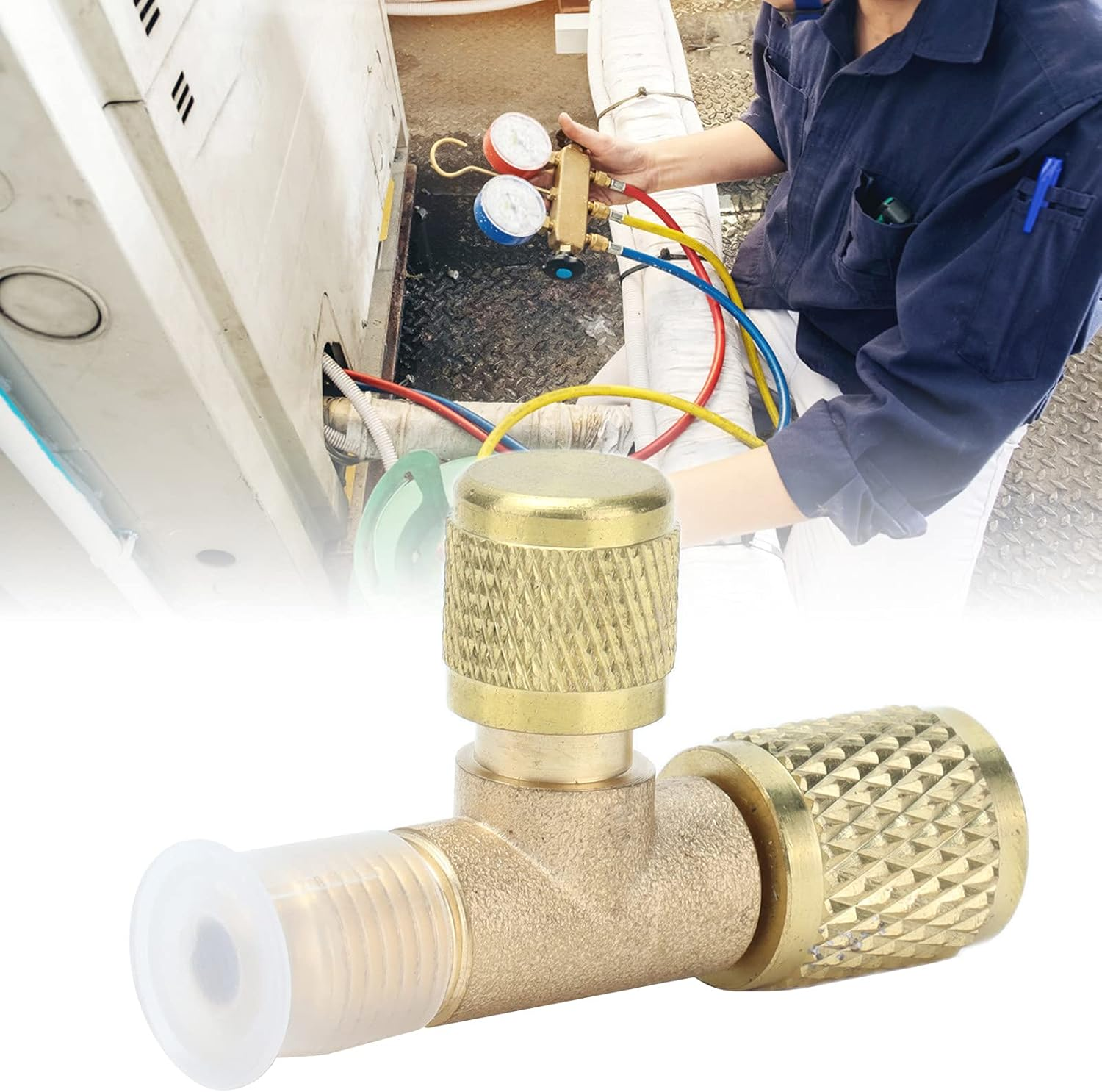 1/4SAE Exhaust Valve, Refrigerant Pressure Bleed Valve, Air Conditioning Refrigeration Adapter Valve for R22 R12 R134 image number 3