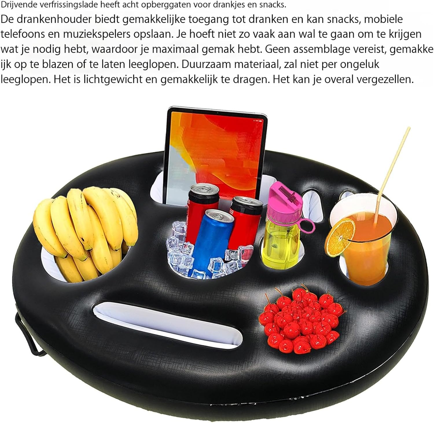 Pool Drink Holder Tray | Floating Drink Holder with 8 Holes | Poolside Beverage Tray PVC Swimming Pool Drink Holder Beach Party Drink Holder Inflatable Beverage Holder for Pool image number 2