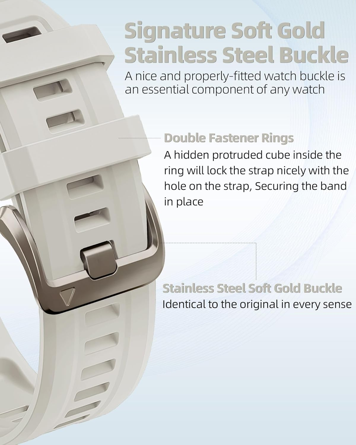 PCAVO 20MM Watch Band for Garmin Fenix 5S 6S 7S Pro Solar Quick Fit with Light Gold Buckle Soft Silicone 20 Bands Replacement for Garmin Epix Pro Gen 2 42Mm Descent Mk2S/3/3I for Women image number 1