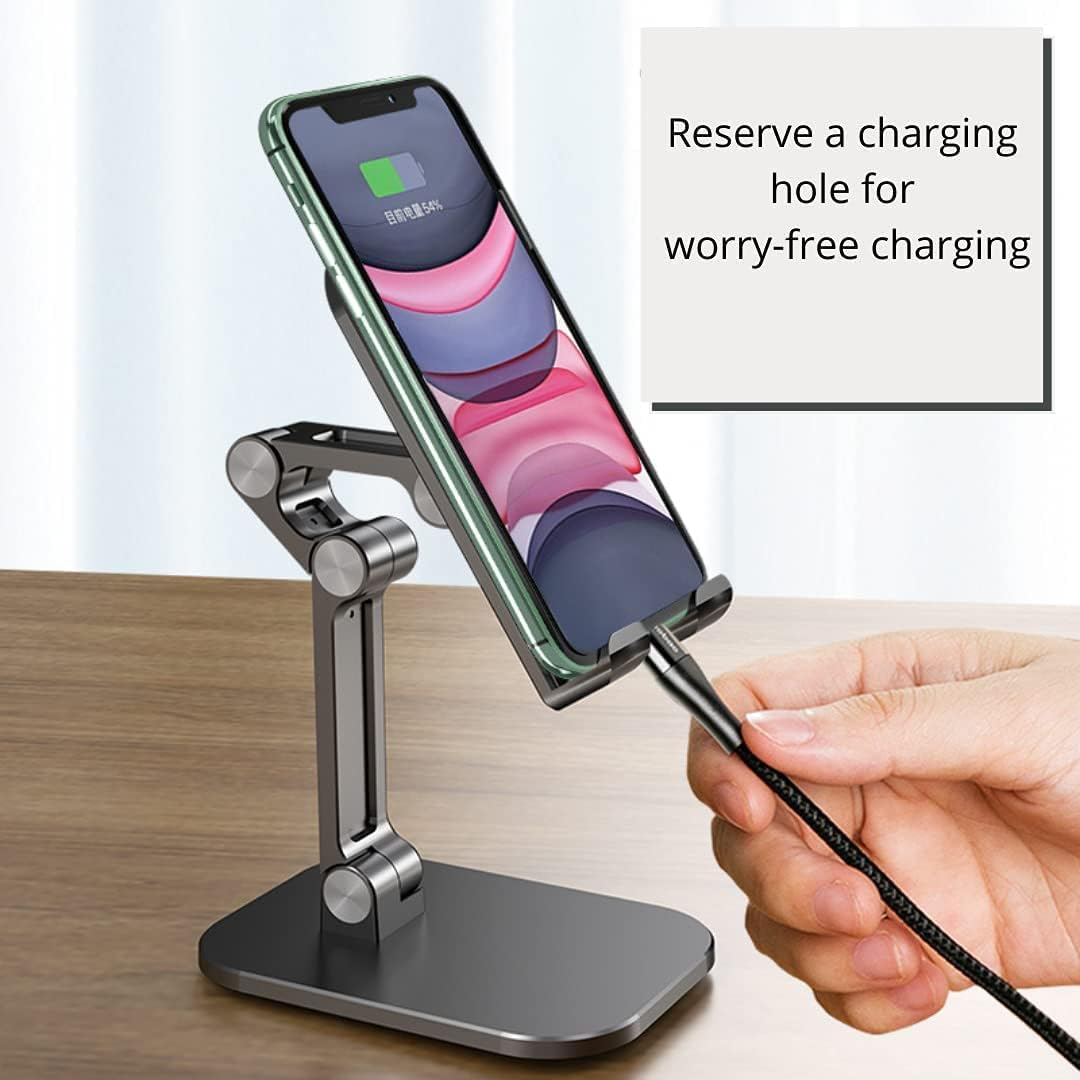 Vortex ZMZJ01 Adjustable Height Foldable Portable Mobile Phone Stand, ABS Compatible with Iphone, Samsung Google Pixel (4.7-13 Inches) Mobile Phones and Tablets, Black image number 4