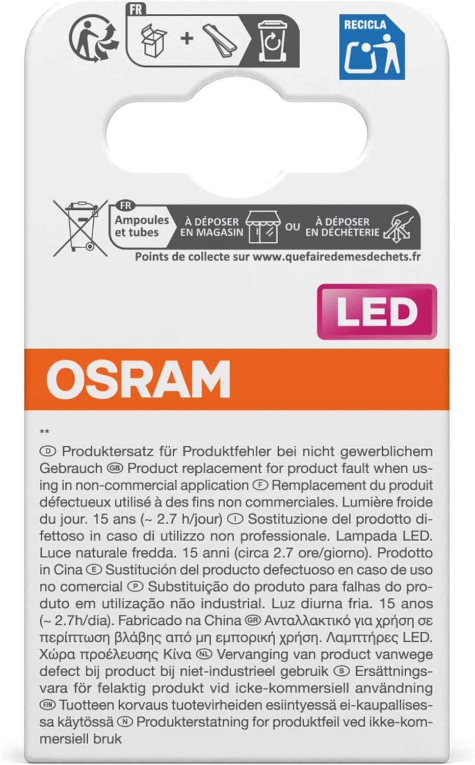 OSRAM LED Star Reflector Lamp PAR16 for Spotlights and Spotlights in Daylight White (6500K), Clear, 50Mm Diameter, 5.6W for 620Lm, GU10 Retrofit Pin Base, Lead-Free Glass, IP20, EEK F