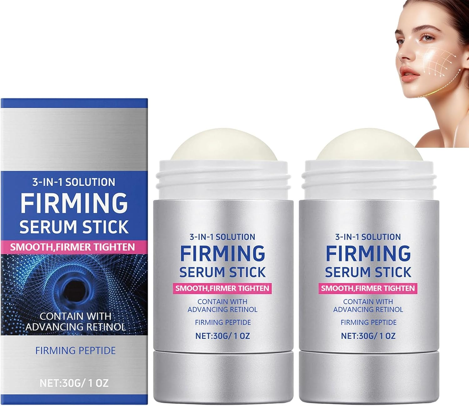 Advancing Retinol Firming Serum Stick, Retinol Face Neck Firming Serum Stick, Enhancing the Elasticity of the Skin, Reduce Wrinkles, Hydration and Moisturizing, Tightening Sagging Skin (1Pcs)