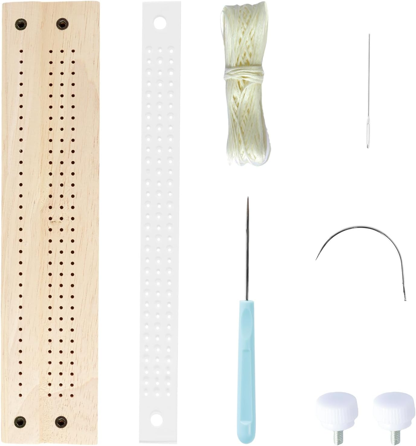 Abizarch Bookbinding Tools Set Wooden Signature Punching Tools Handmade Book Binding Punch Guide Tool with Awl Curved and Straight Needle Bookbinding Supplies for DIY Crafts Journals Scrapbooking ZHAZ image number 2