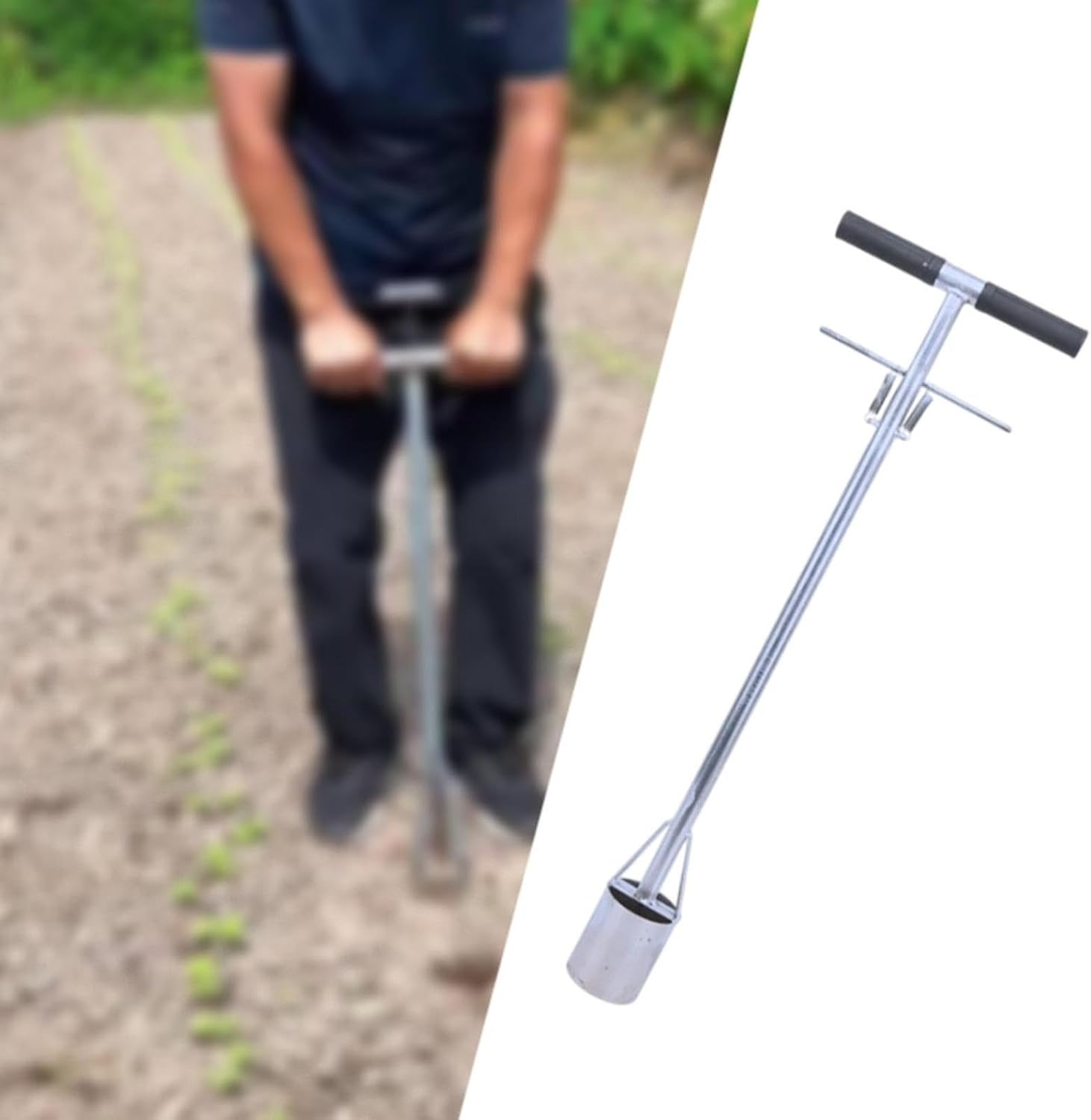 Qianly Manual Transplanter for Lawn Plug, Bulb Planting and Soil Sampling Tool, 9Cm Diameter image number 4