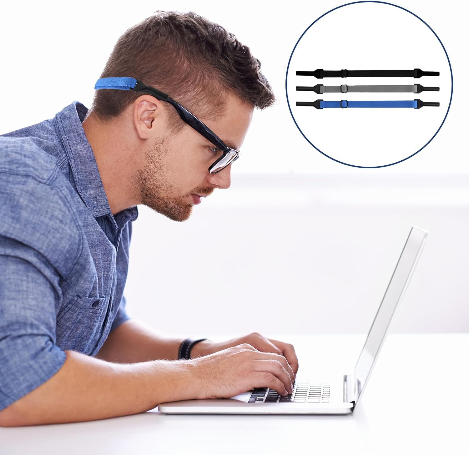 3 Pcs Black Adjustable Glasses Strap, Elasticity Anti-Slip Sport Eye Glasses Strap Suitable for Running Cycling Outdoor Exploration for School-Age Children Sports Enthusiasts - Black image number 6