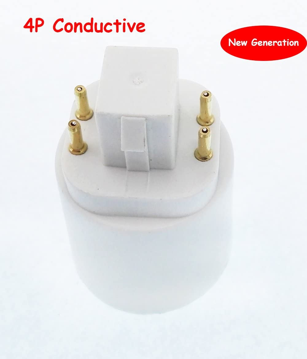6Pcs E-Simpo&reg; 4P Gx24Q to E26/E27 Lamp Base Adapter,G24Q to Medium Edison Socket Converter,Need Bypass Ballast,Short Version 15.5Mm, 4P Conductive,Plug E26 Bulb into PL G24Q/GX24Q Socket. image number 5