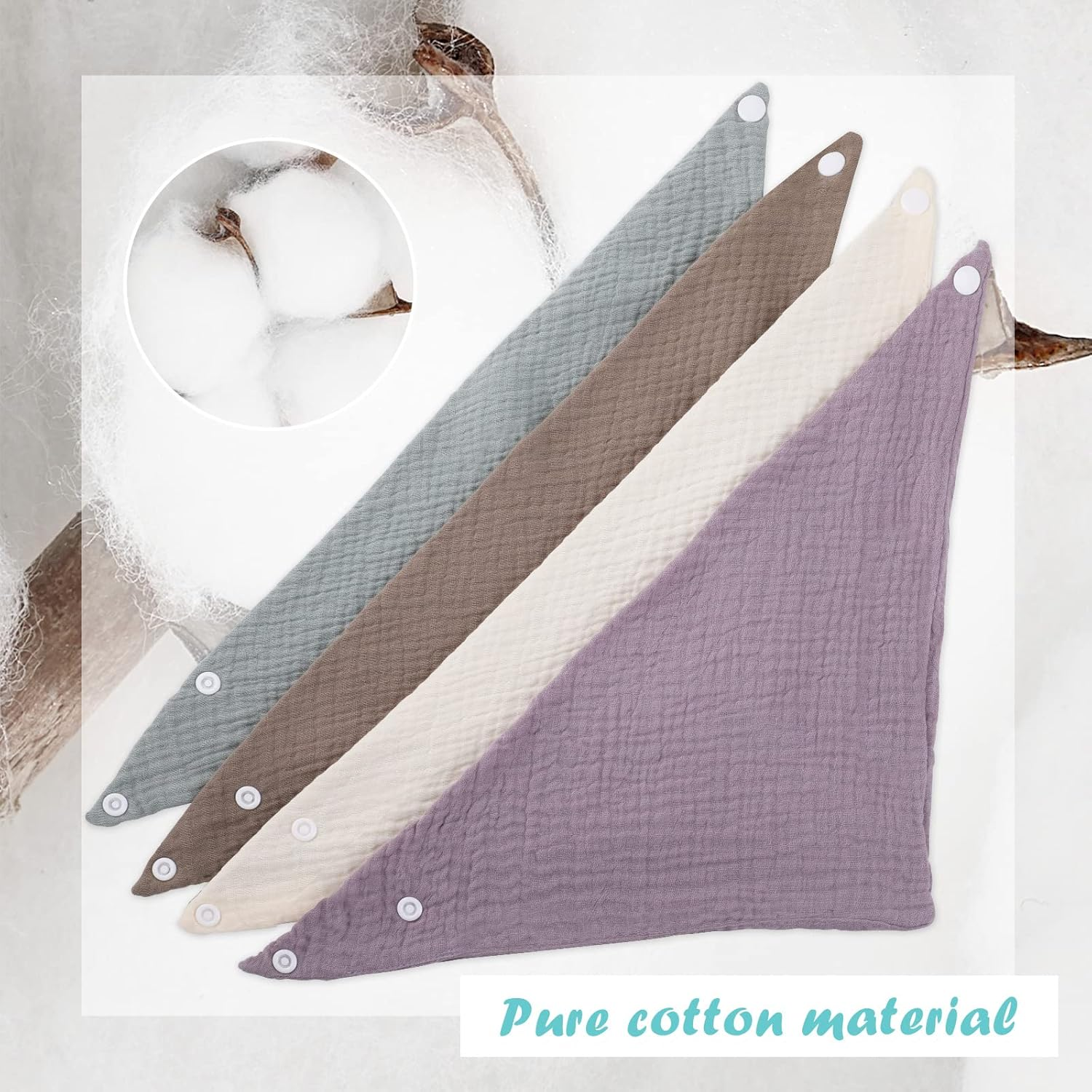 WD&CD Baby Bandana Drool Bib (4 Pack) Adjustable Absorbent Soft Snap Drool Bibs for Baby Girls and Boys-D