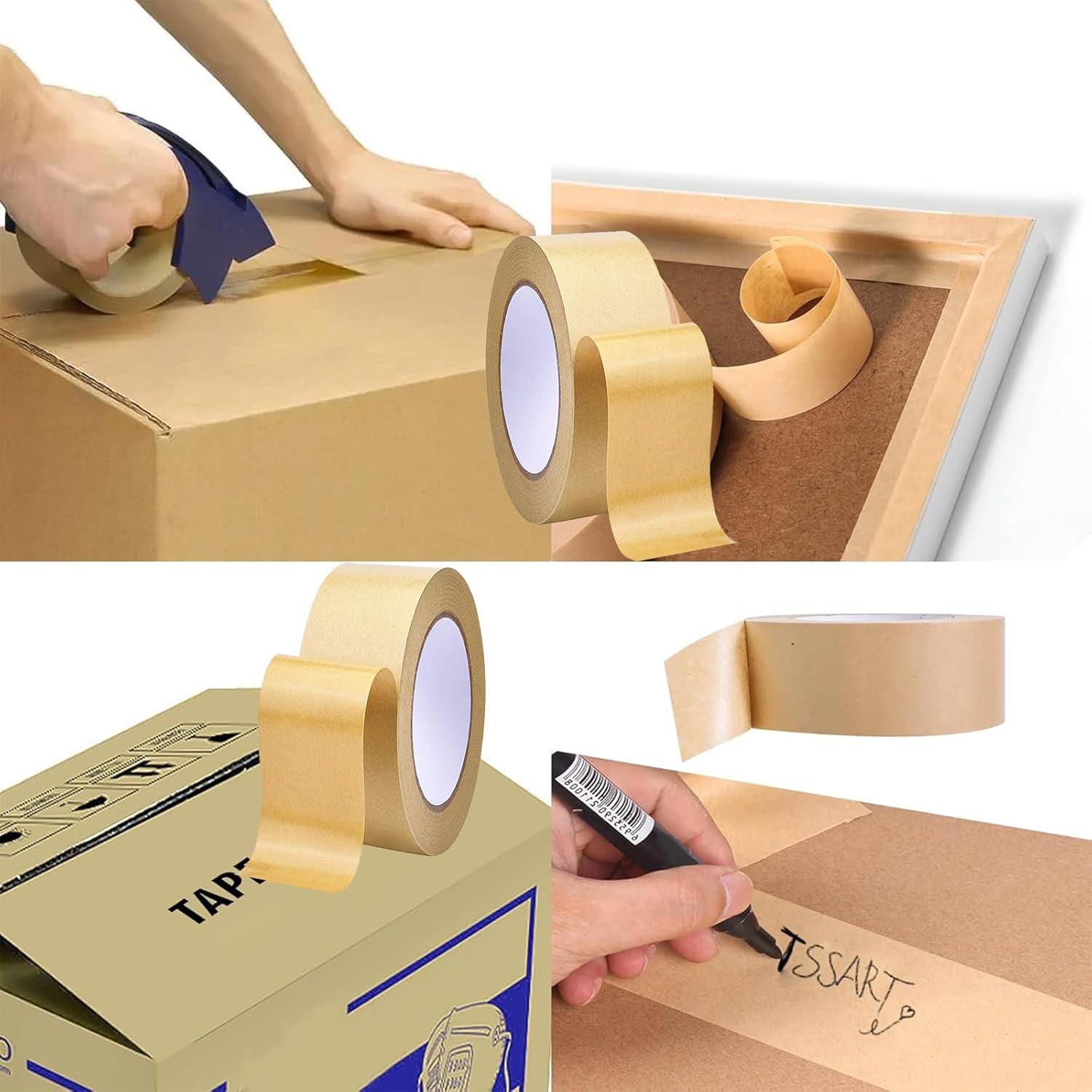 XUTONG 4.5Cm X 50M, Self Adhesive Backing Tape Picture Framing Canvas Craft Brown Kraft image number 4