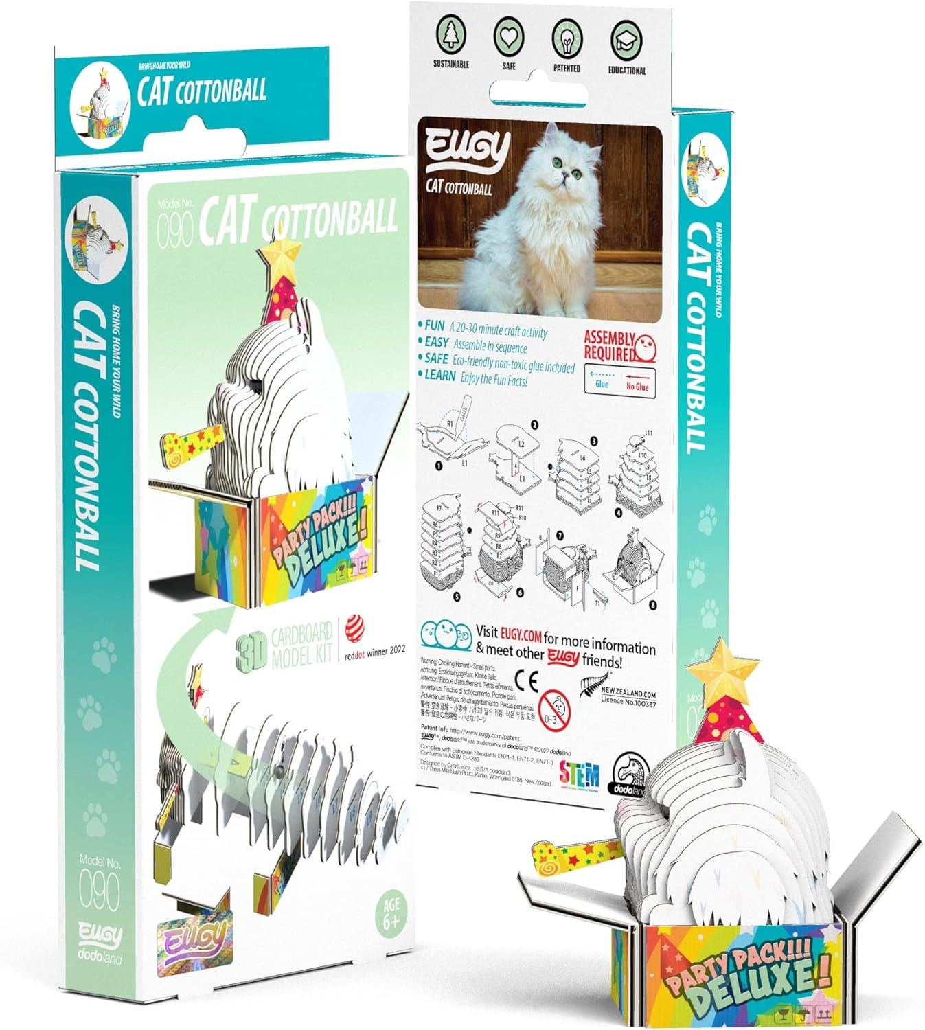 EUGY 090 CAT Cottonball 3D Puzzle - 28 Piece Eco-Friendly Educational Toy Puzzle for Boys, Girls & Kids Ages 6+ image number 6