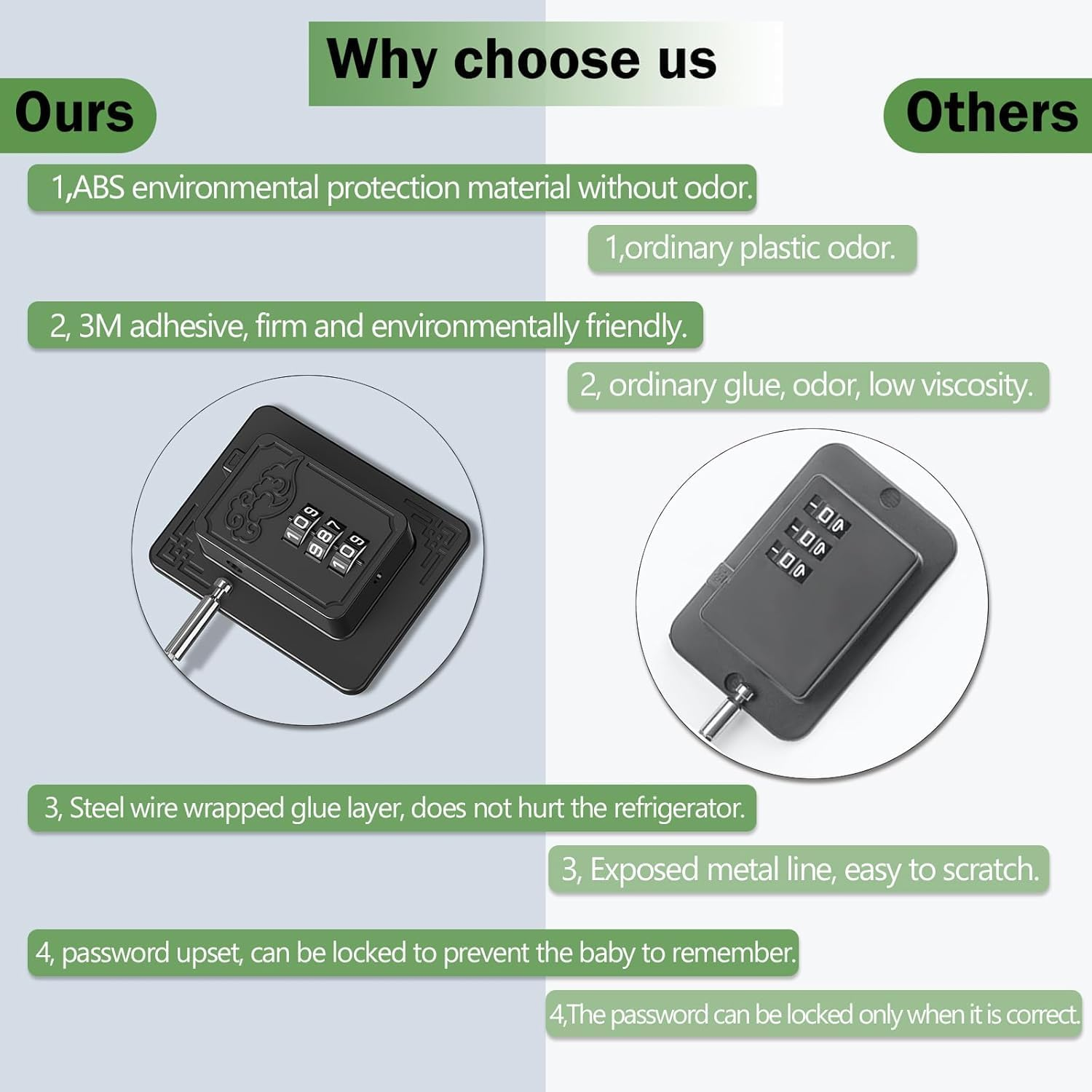 2 Pack Refrigerator Locks with 3-Digit Combination, Child Proof Cabinet Locks for Fridge, Freezer, Drawers, Closets & Windows, Easy Install Premium Safety Locks, Durable and Secure (Black) image number 3