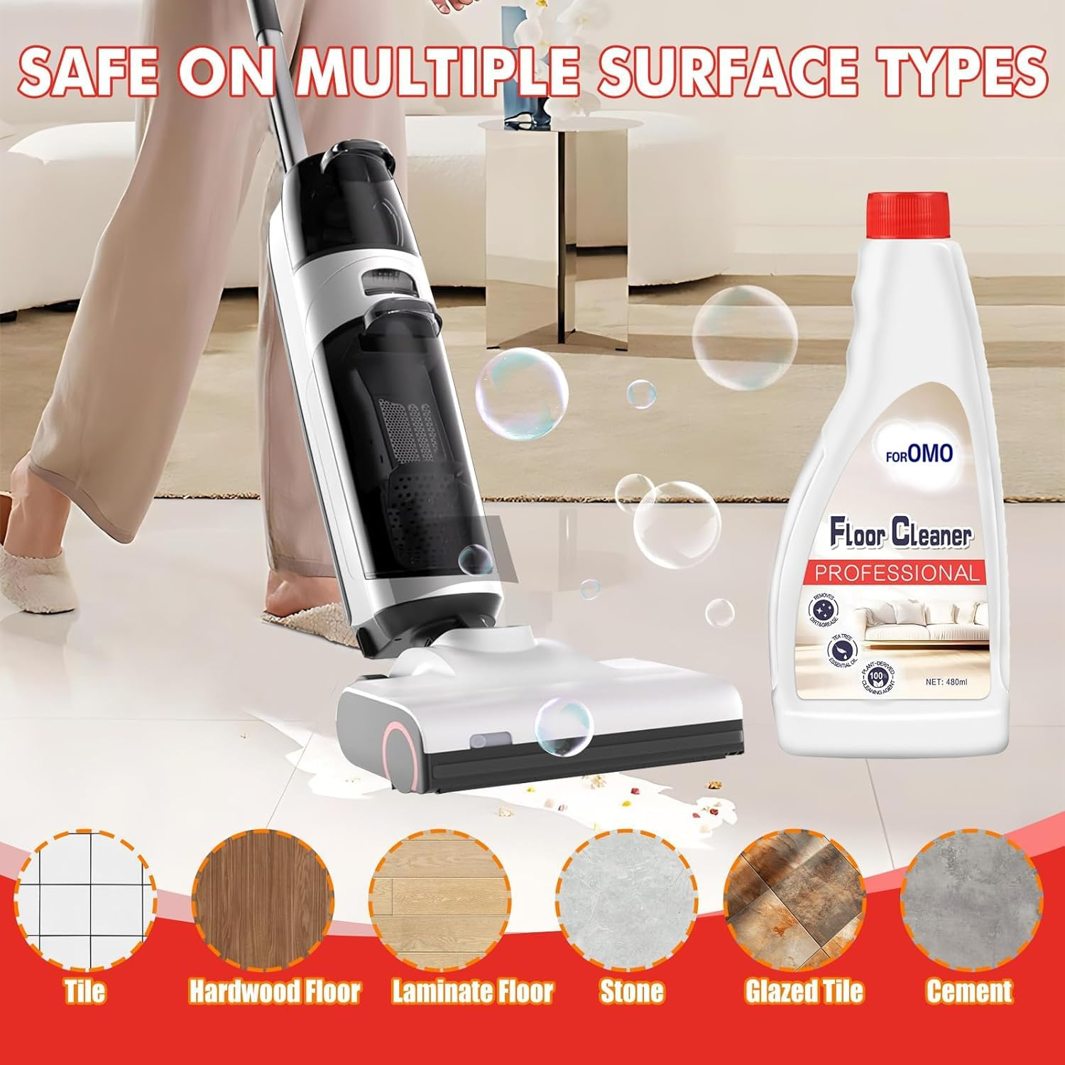 3-Pack Multi-Surface Floor Cleaning Solution Compatible with Roborock Q5/Q7/Q8/S7/S8/Qrevo Series, All Robot Vacuums & Wet Dry Vacuum, Floor Cleaner for Mopping, Pet & Kid Friendly, Fresh-Scented image number 4