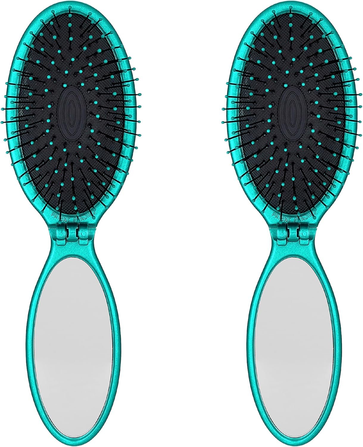 Wet Brush Pop Go Detangler, Blue Teal - Foldable, On-The-Go Design, Travel Brush, Ultrasoft Intelliflex Bristles, Detangling Hairbrush, Built-In Mirror Handle, Wet & Dry, All Hair Types (Pack of 2) image number 6