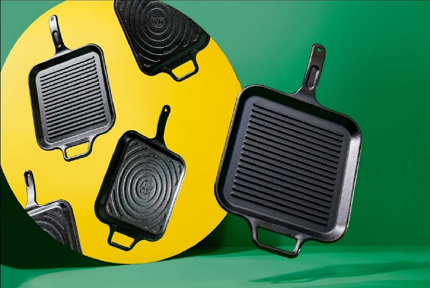 Lodge P12SGR3 12 Inch Square Cast Iron Grill Pan, Black