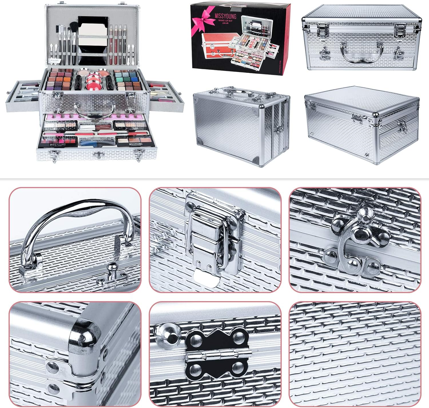 Joyeee All-In-One Makeup Gift Set - Travel Kit Complete Starter Bundle with Blushes, Lipstick, Concealer, Lipgloss, Powder, Eyeshadow Palette for Teen Girls & Adults #11 image number 1