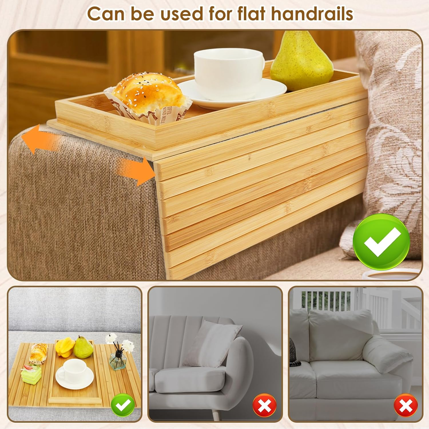 Sofa Arm Tray Table Folding Sofa Armrest Tray Cup Holder Antislip Couch Cup Holder Tray for Sofa Couch image number 5