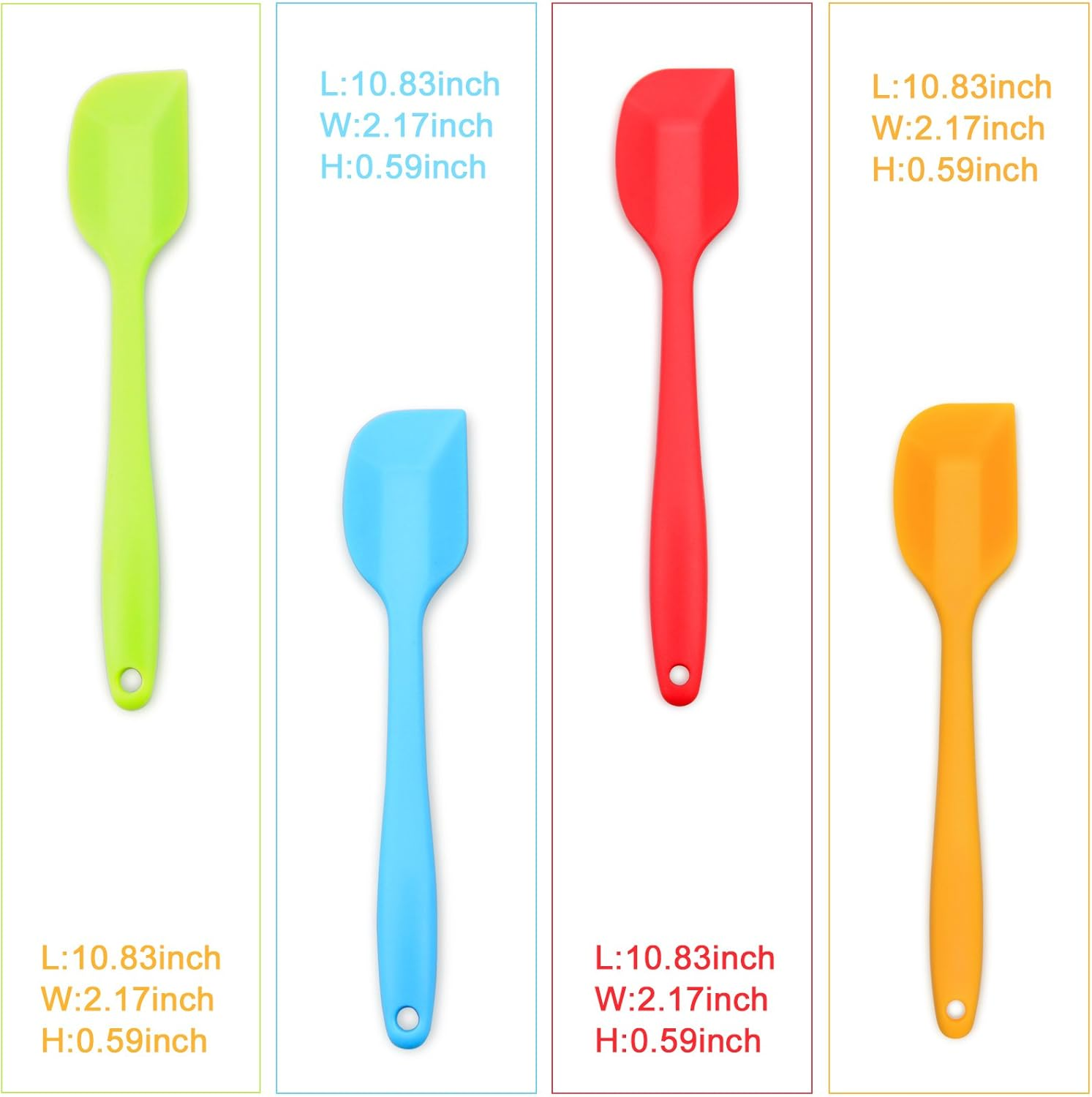 Silicone Spatula 4-Piece Set, Heat-Resistant Spatulas, Non-Stick Rubber Spatulas with Stainless Steel Core
