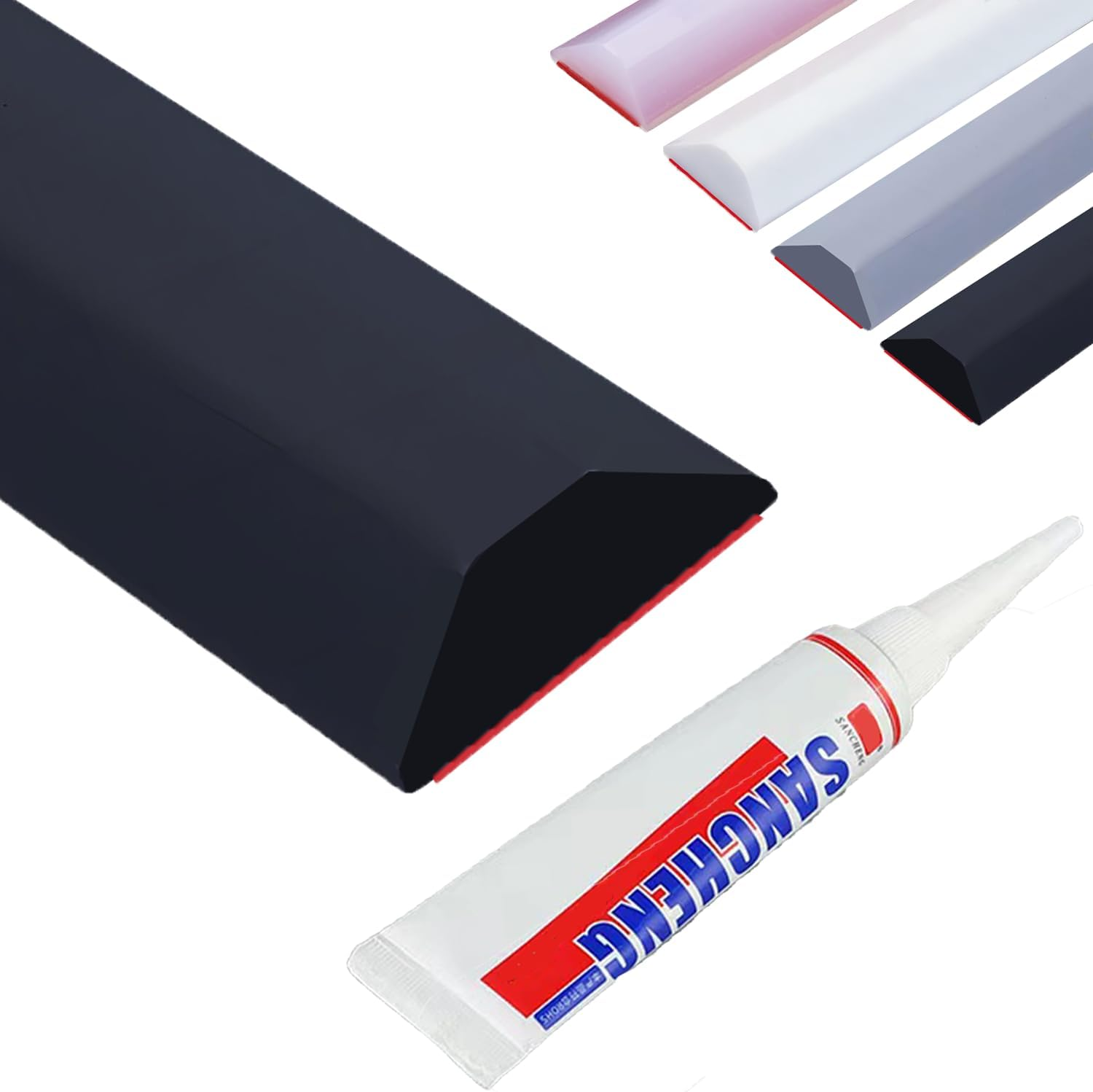 39'' Bathroom Water Barrier,Collapsible Shower Threshold Water Dam, Shower Barrier and Self-Adhesive Shower Water Barrier, Water Retaining Dam Strip Dry and Wet Separation,Transparent