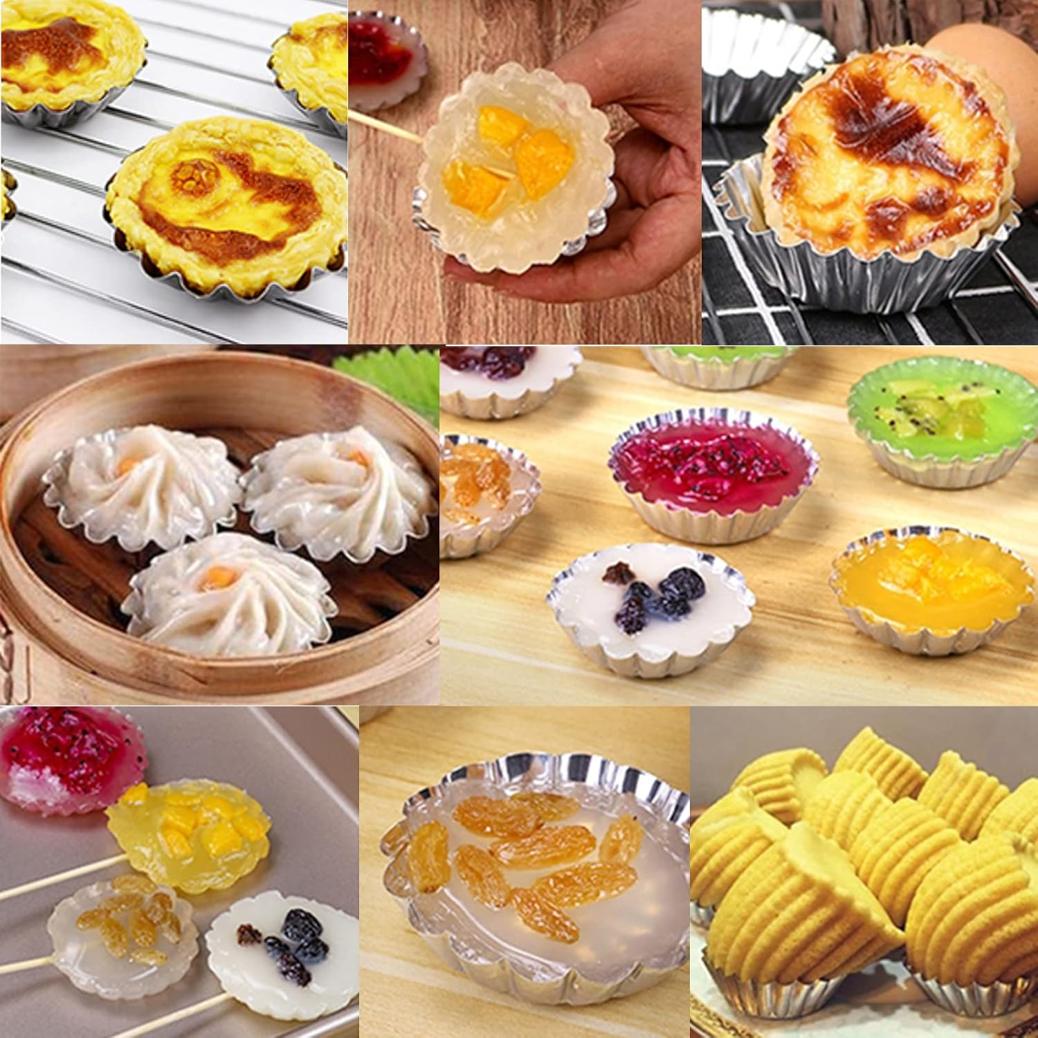 30 Pcs Egg Tart Molds,Stainless Steel Egg Tart Mold Non Stick Tart Pans for Baking Cupcake Muffin Mold Baking Cups Baking Tool image number 4
