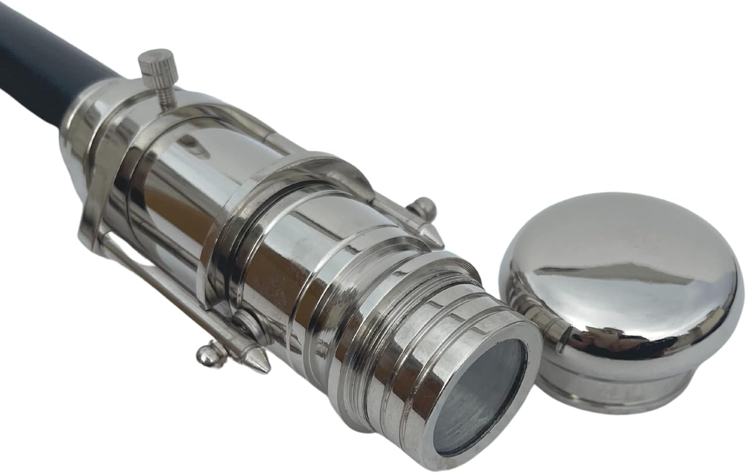 Vintage Style Walking Cane Wooden Walking Stick Silver Handle Knob Walking Stick W/Brass Telescope Handle Collectible Cane image number 3