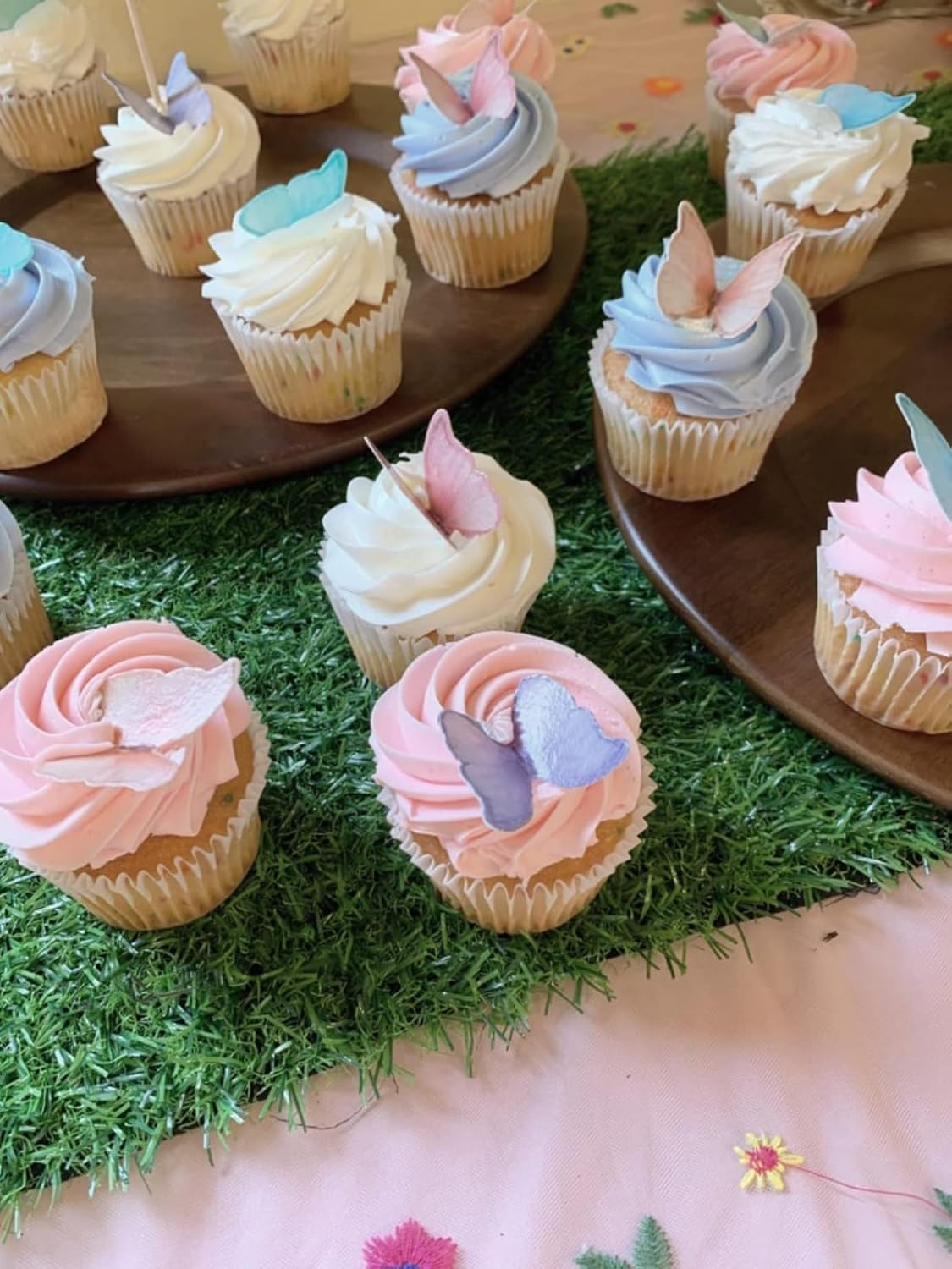 SS Cohen Edible Wafer Glutinous Paper Butterflies for Birthday Cake Decorating Include 48 Pcs Colorful Small Pastel Cupcake Topper Decorations, Birthday Cake Topper (Mixed Colour) - Pink image number 7