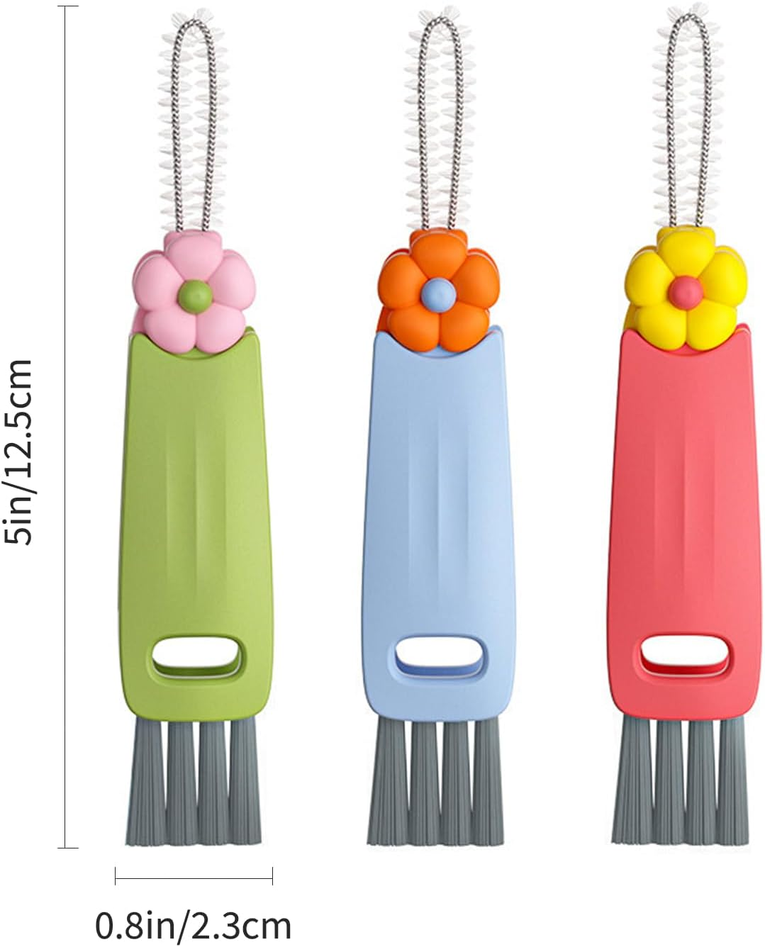 HRXFOZ 3 in 1 Cup Lid Cleaning Brush,Crevice Cleaning Brush for Bottle Gap Tight Spaces Cup,3 in 1 Multifunctional Cleaning Brush Portable Cup Lid Cleaner with Brush (3 PCS) - 3 Pcs image number 3