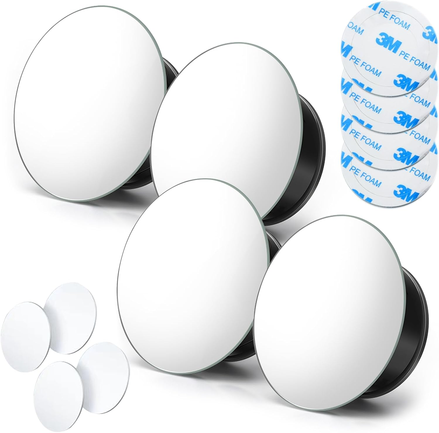 Essencenest 4 Pack Blind Spot Mirrors for Cars, HD Frameless Convex Mirrors, 360&deg; Adjustable Universal Fit for Trucks, Suvs, Sedans (2&rdquo; Round) image number 6