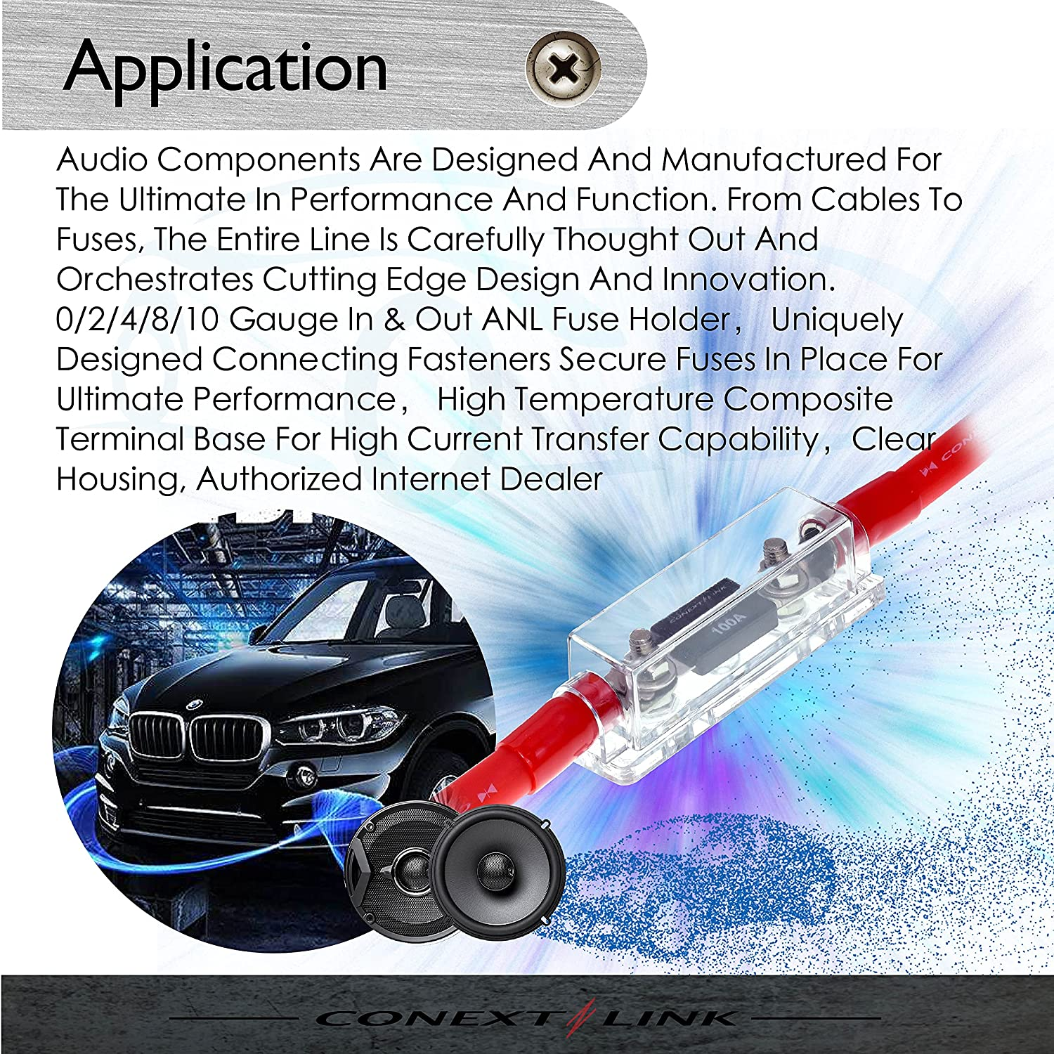 Conext Link FHA50 ANL Inline Fuse Holder Nickel 1/0 2 4 GA AWG Gauge without Fuse 5 Pack image number 2