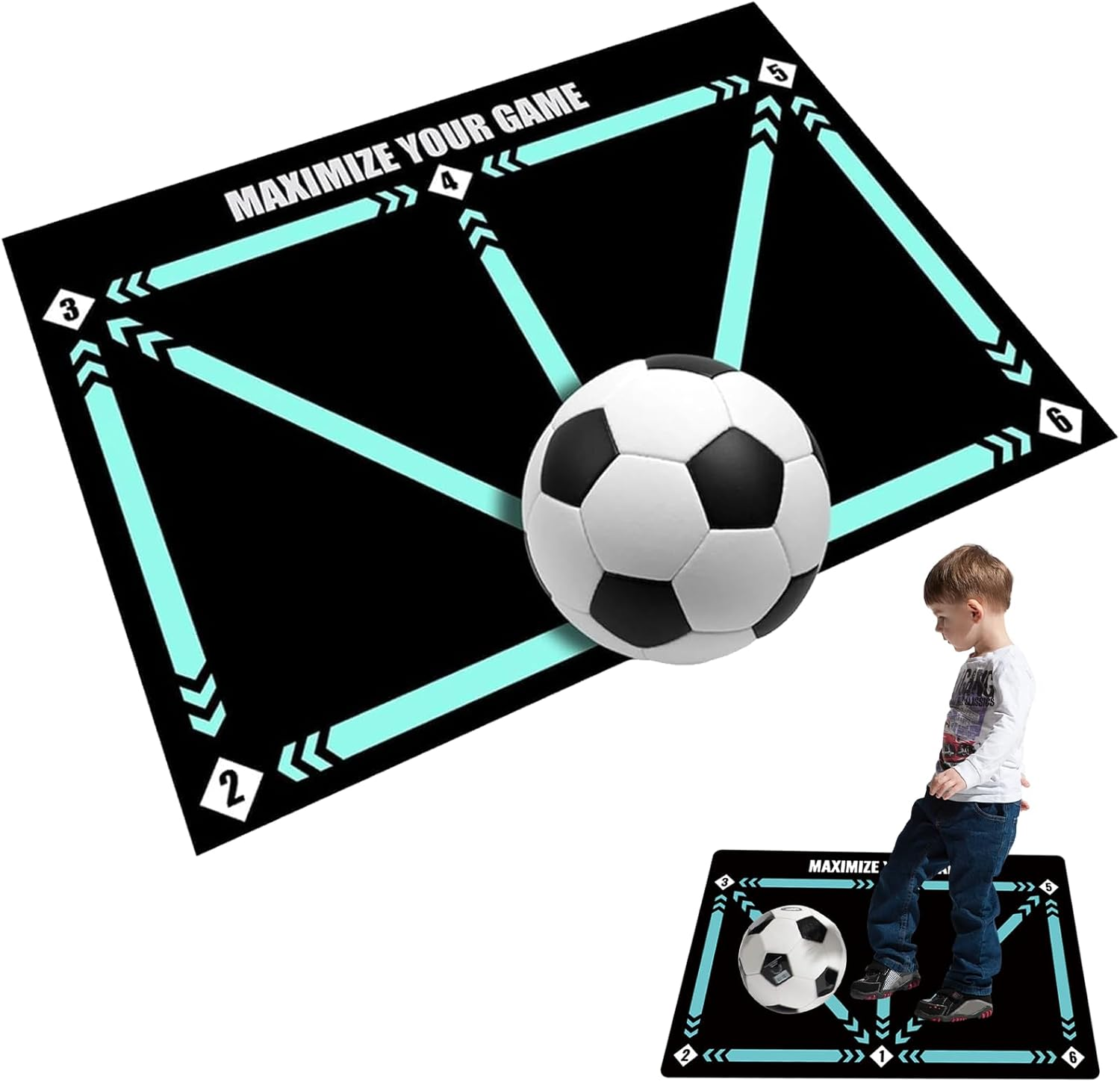 Tomtary Football Training Mat, Non-Slip Shock Mastery Mat, Large, Black image number 2