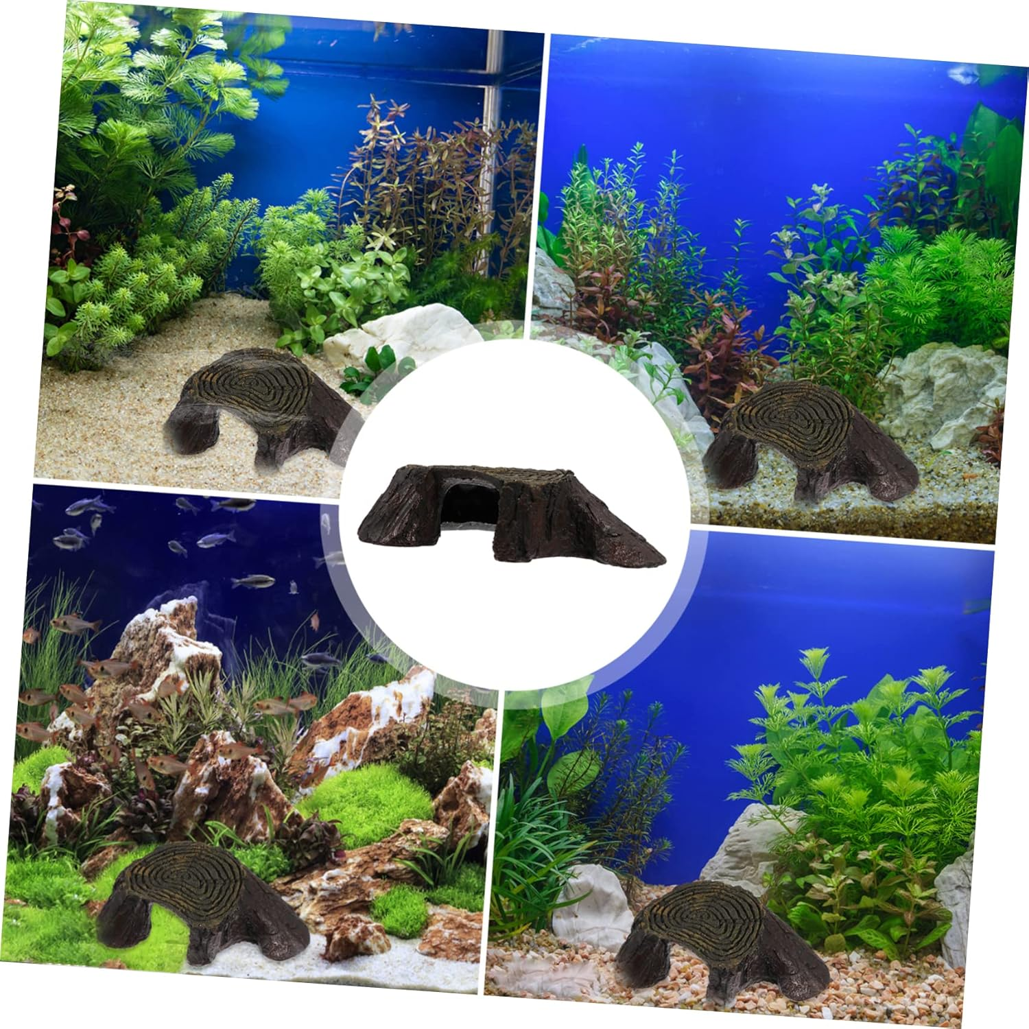 VICASKY Reptile Climbing Platform Tortoise Terrace Aquarium Decor Resin Basking Dock with Tree Hole Design Pet Climbing Terrace for Fish Tank Landscaping Habitat image number 2