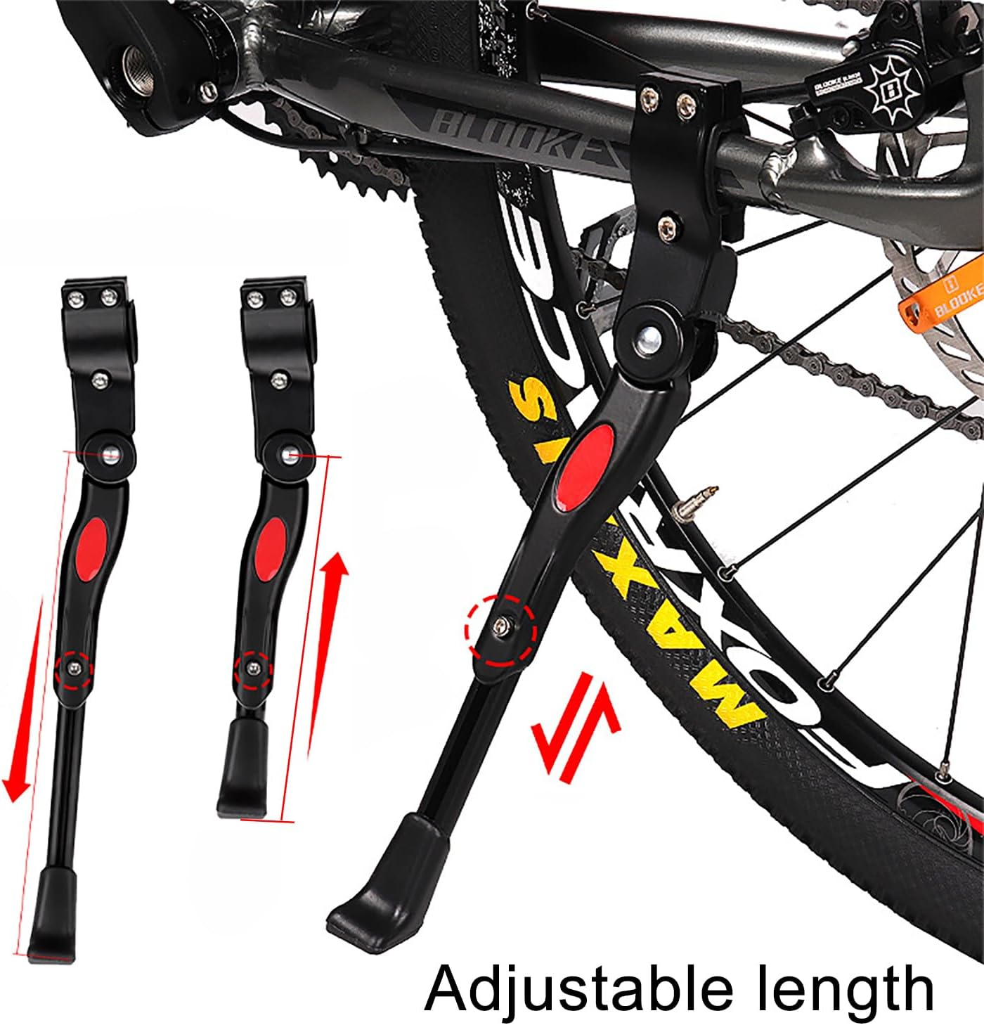 Shiwuyou Bicycle Stand 22-27 Inches, 4 Cm Height Adjustable Bicycle Stand, Universal Non-Slip Side Stand, Stable Bicycle Stand for Mountain Bike, Trekking Bike, City Bike, Commuter Bikes image number 6