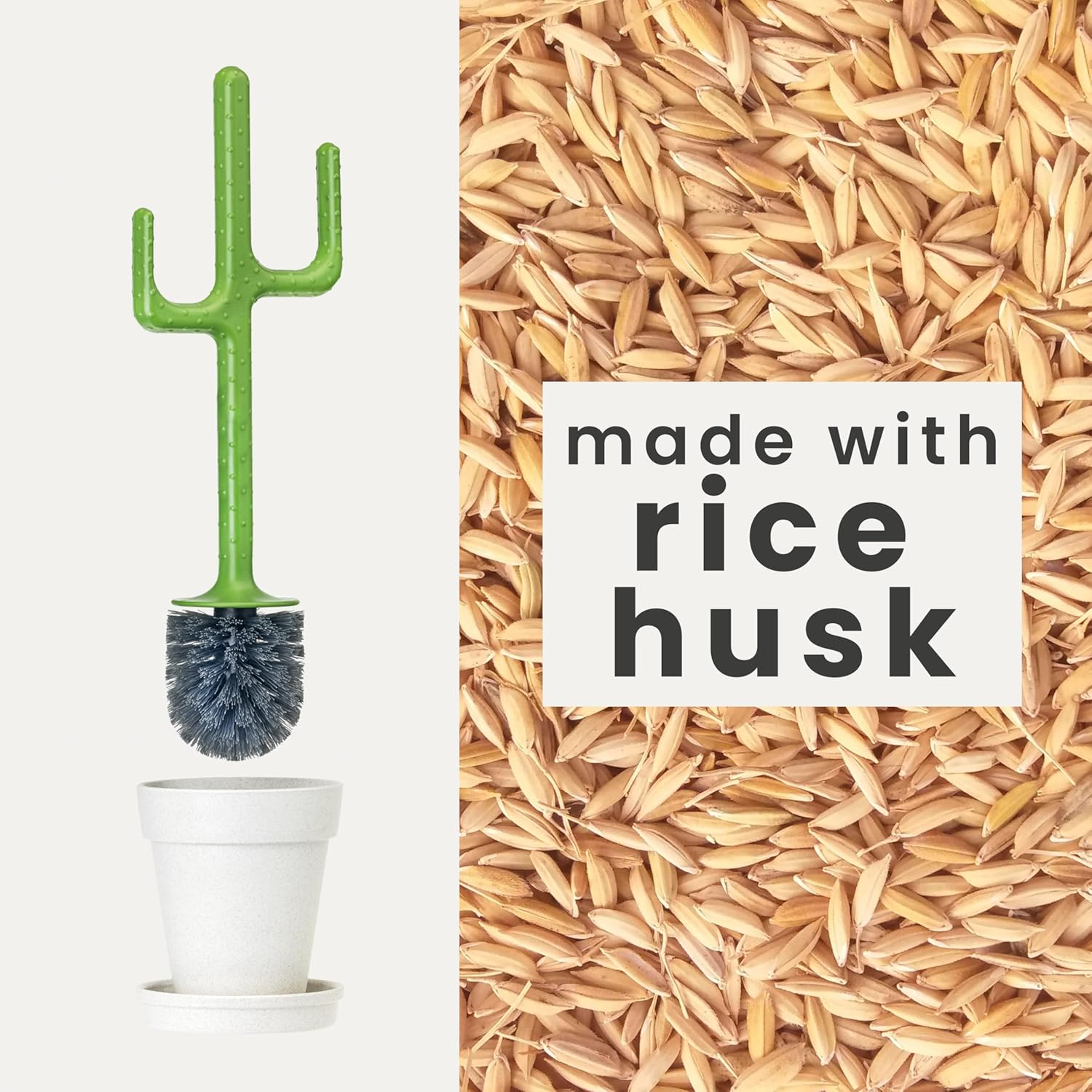 Vigar Cactus Toilet Brush Set, Toilet Brush and Holder Set with Cactus-Shaped Handle, Planter Base and Saucer for Bathroom, Home Cleaning Essentials image number 1