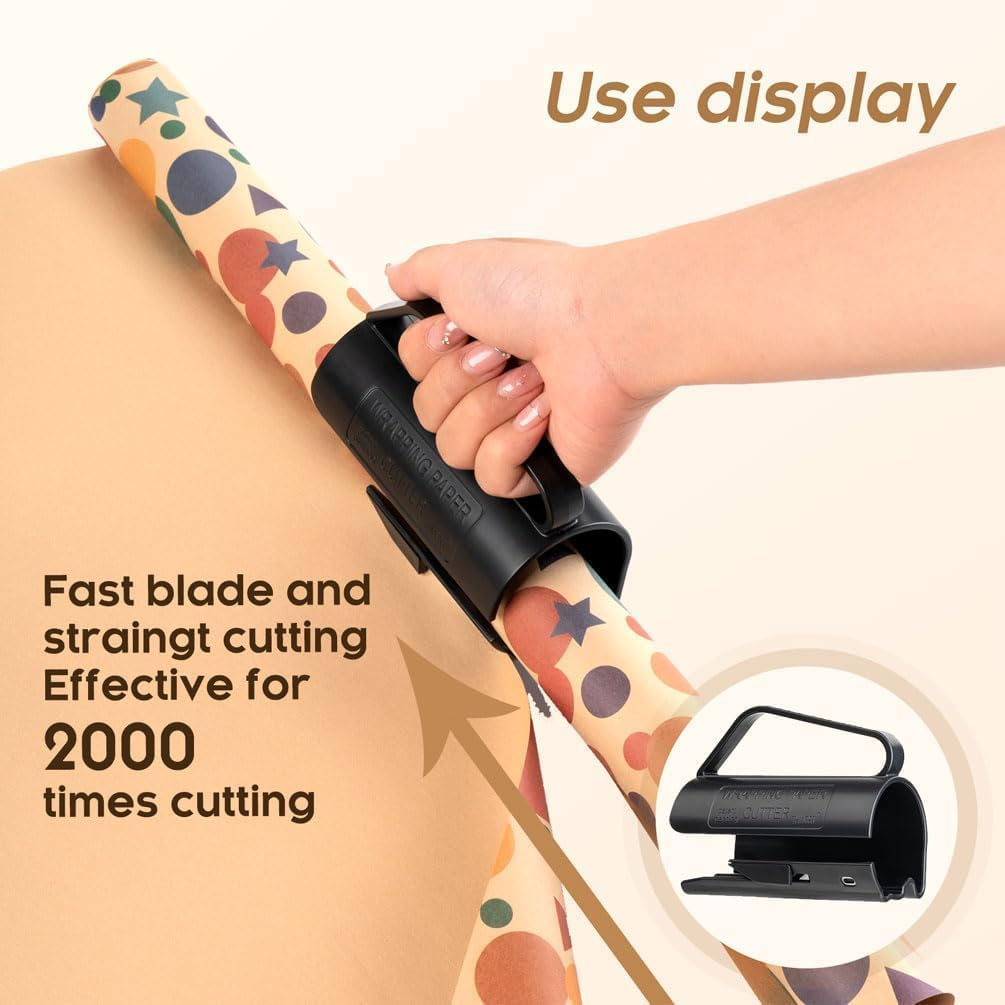 Wrapping Paper Roll Cutter with Handle Wrap Cutter Tool Tube for Crafting Wrapping Paper Christmas Birthday Holidaywrapping Paper, Black Wrap Cutter Gift Wrapping image number 1