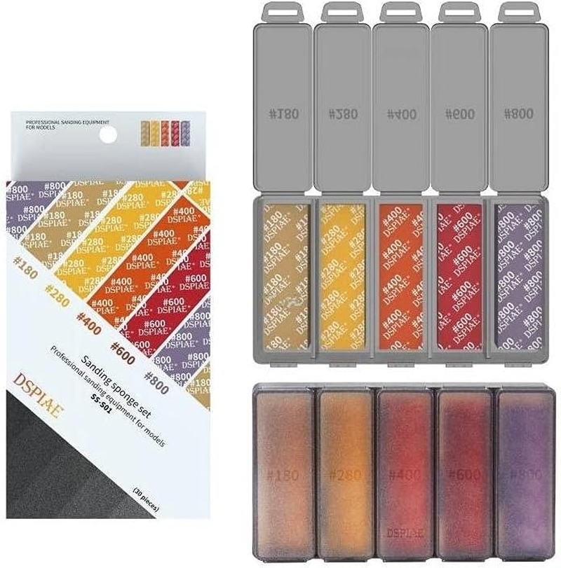 DSPIAE #180-#800 Sanding Sponge 30Pcs - Model Building Tools # SS-S01