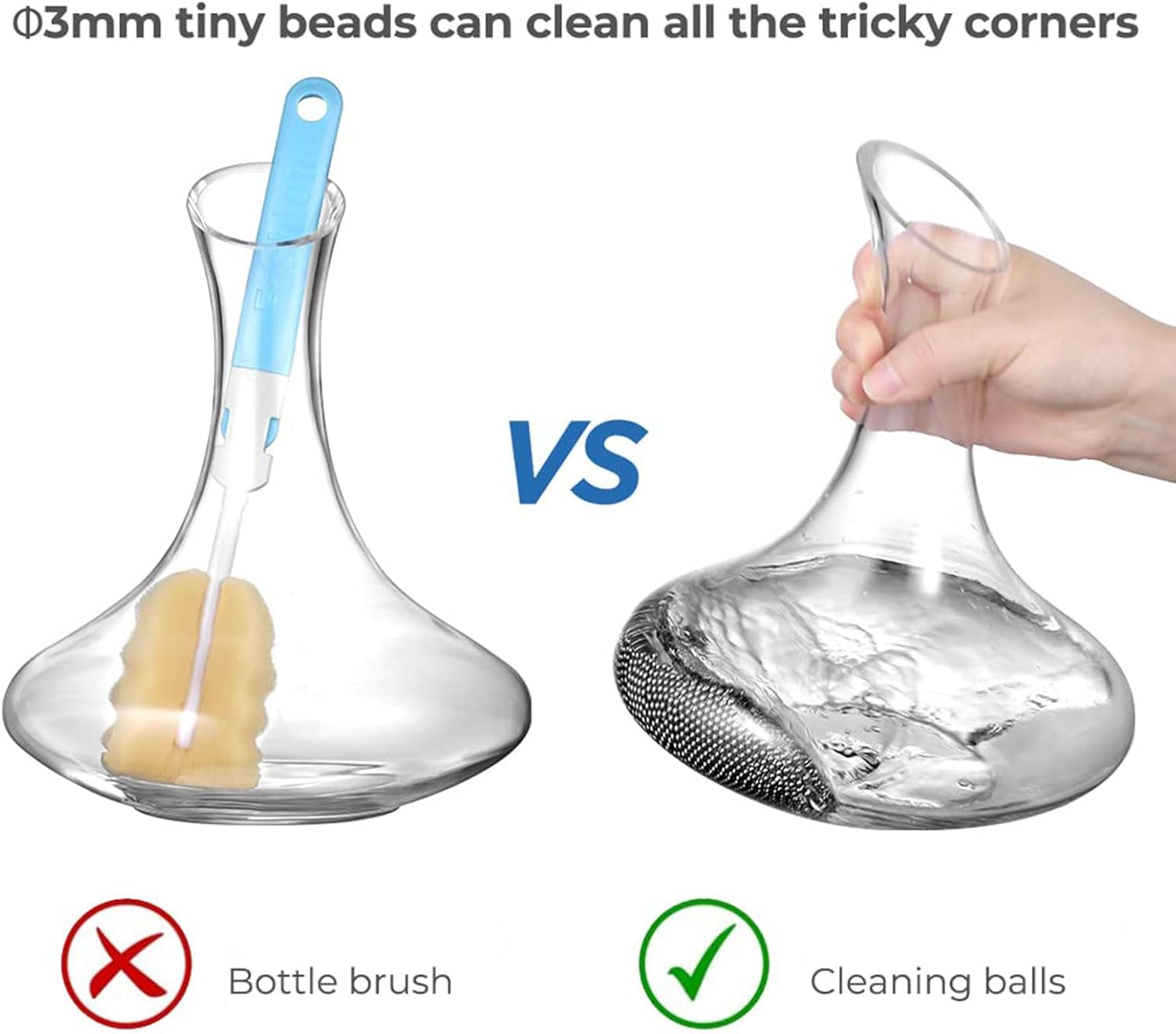 Lyvixora 1000 PCS Decanter Cleaning Beads - 304 Stainless Steel Cleaning Balls for Wine Decanter, Glass Bottle, Carafe and Vase | Reusable, Rust-Proof Metal Beads for Fast Cleaning & Shining image number 1