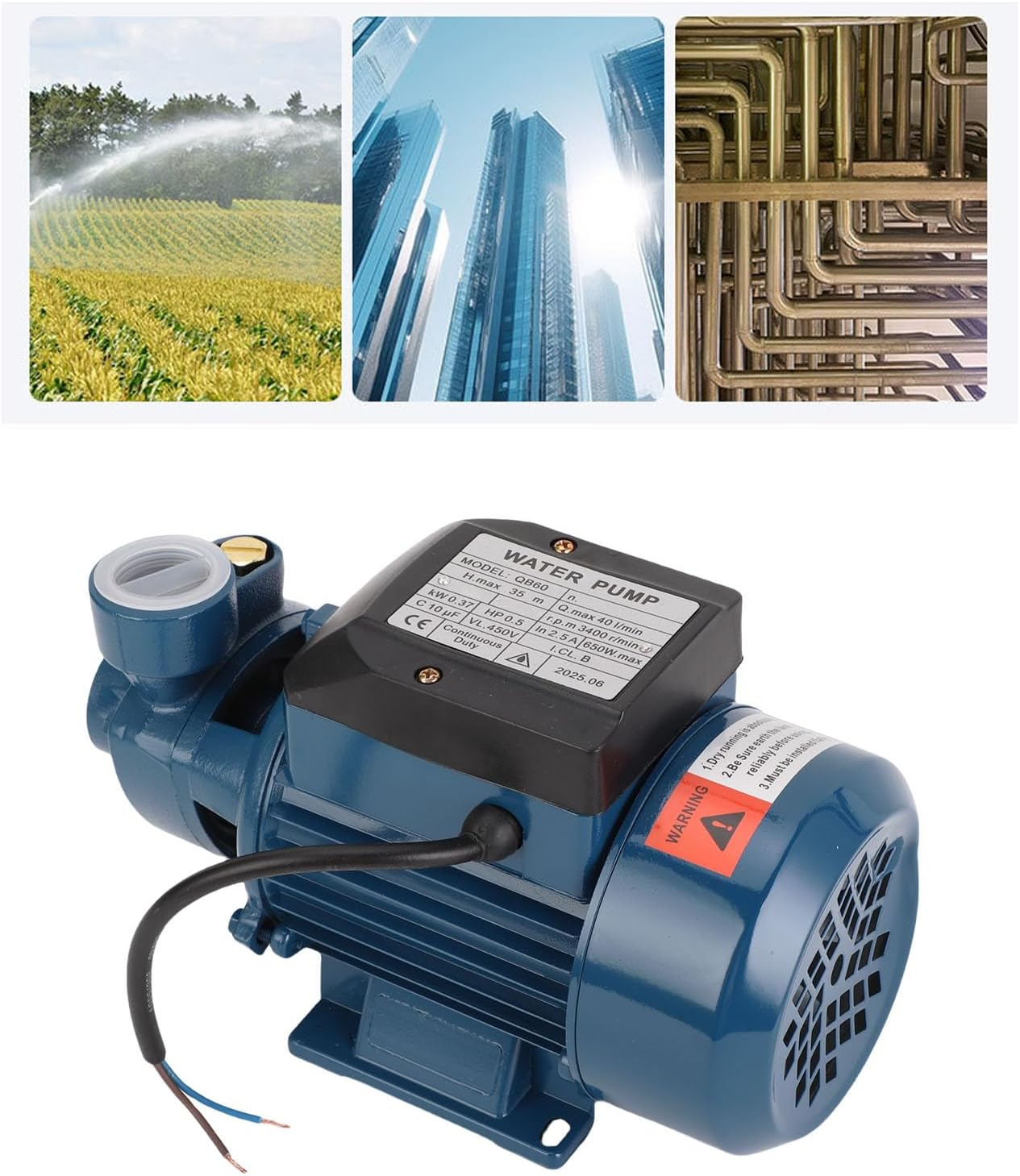 Sorandy Solar Well Pump, 650W Small Water Transfer Garden Pump with 3400 Rmin Speed & 35M Lift, Low Noise Single Outlet Pressure for Irrigation, Marine Boat, Sprinkler, Faucet (AC220V) image number 1