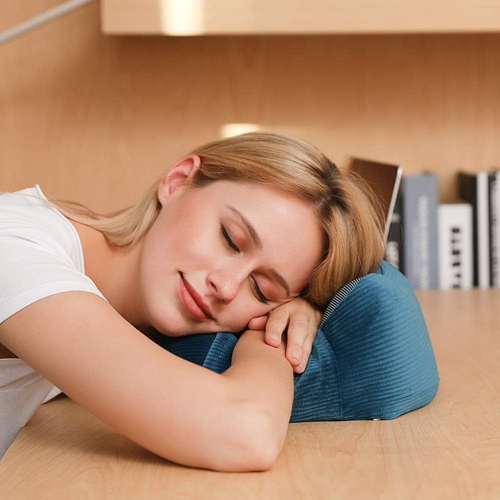 Memory Foam Neck Pillow with 360-Degree Head Support Lightweight Comfortable Travel Airplane Pillow with Storage Bag for Sleeping, Traveling,Car, Train, Bus and Home Use(Blue) image number 4