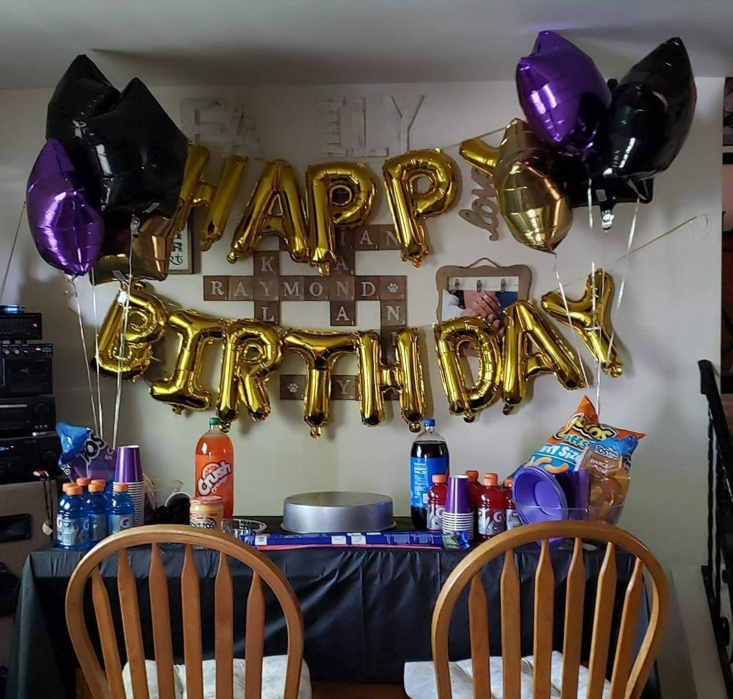 Happy Birthday Balloons,Aluminum Foil Banner Balloons for Birthday Party Decorations and Supplies -Gold - B-36Pcs Black Gold Kits image number 6