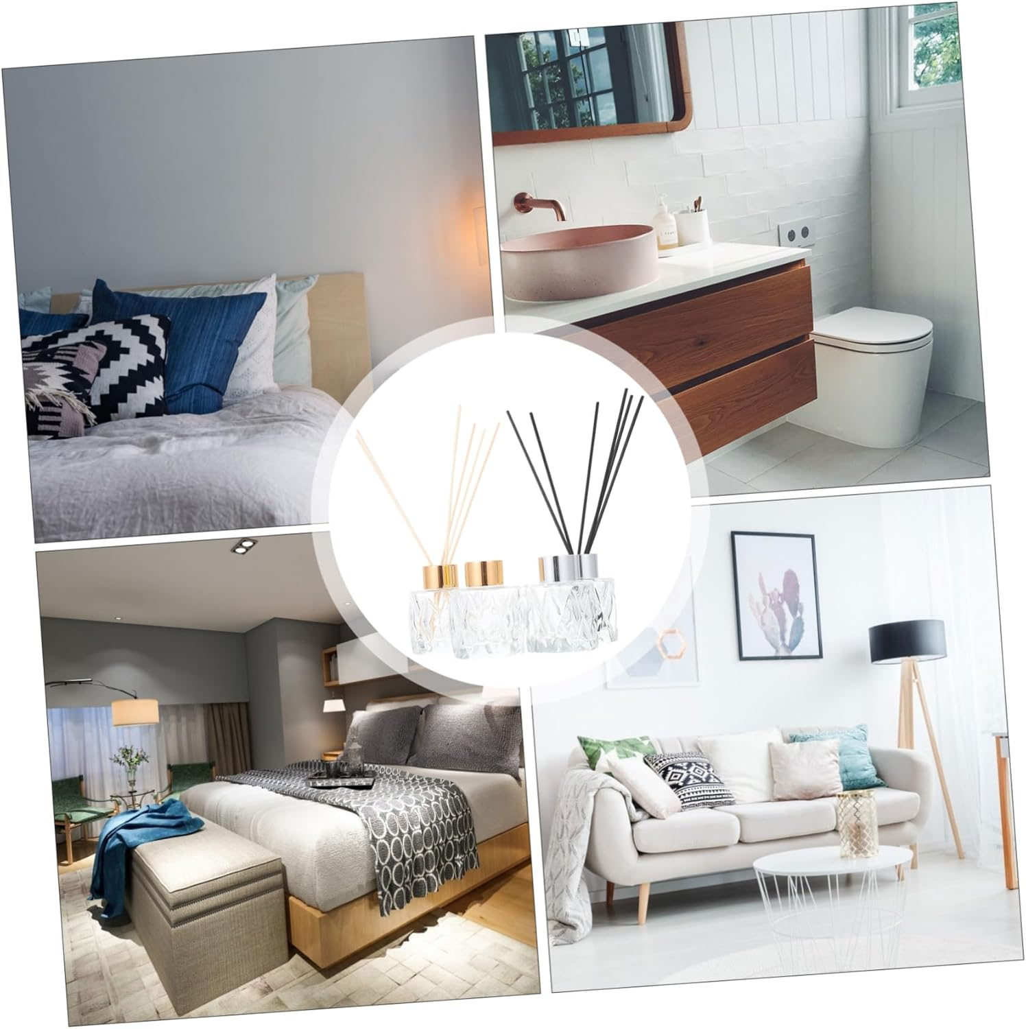 Glass Aromatherapy Bottles Scent Diffuser Containers Essential Oil Dispensers Chic Fragrance Release Bottles Empty for Home Office Decor image number 1